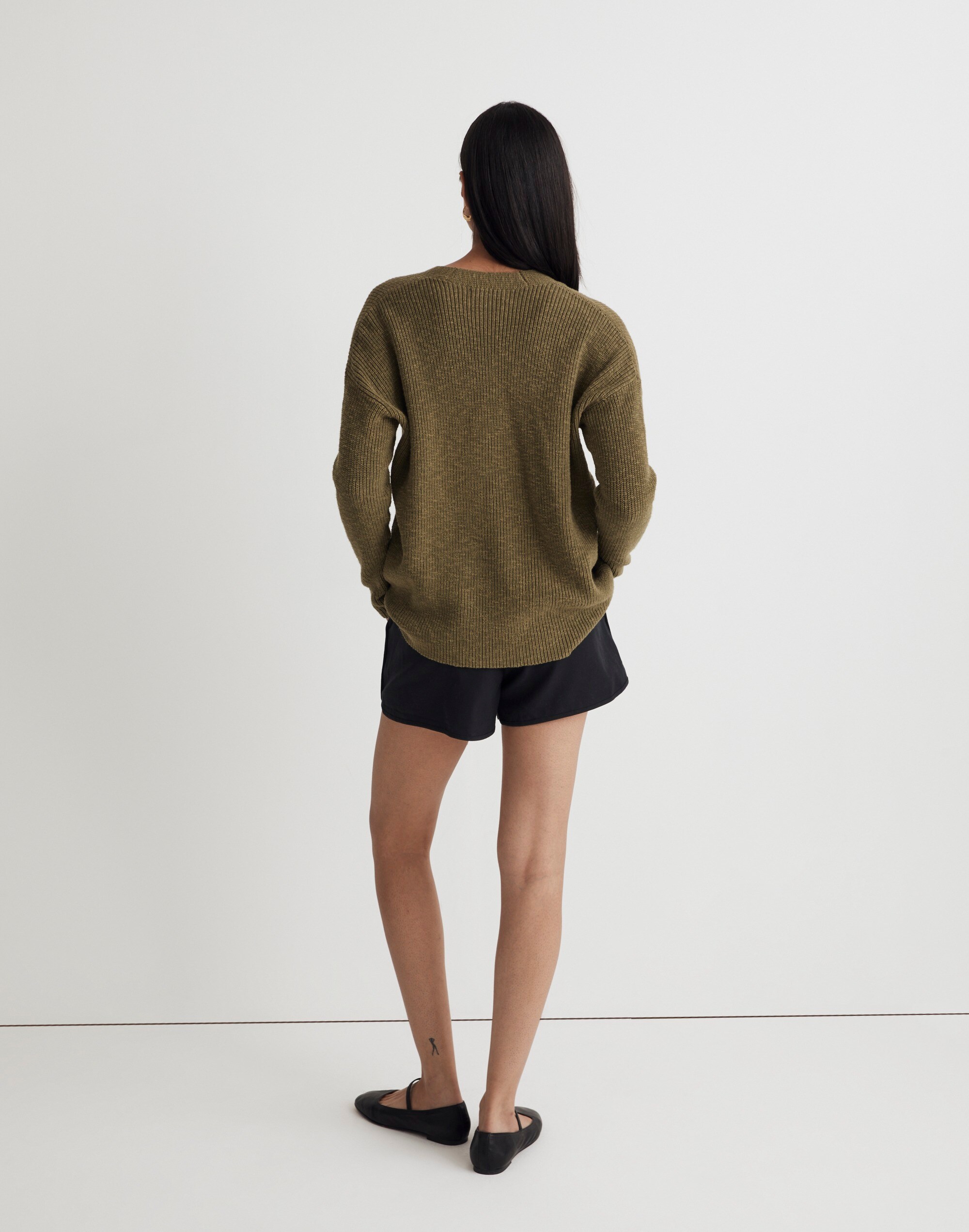 V-Neck Button-Front Long Cardigan Sweater