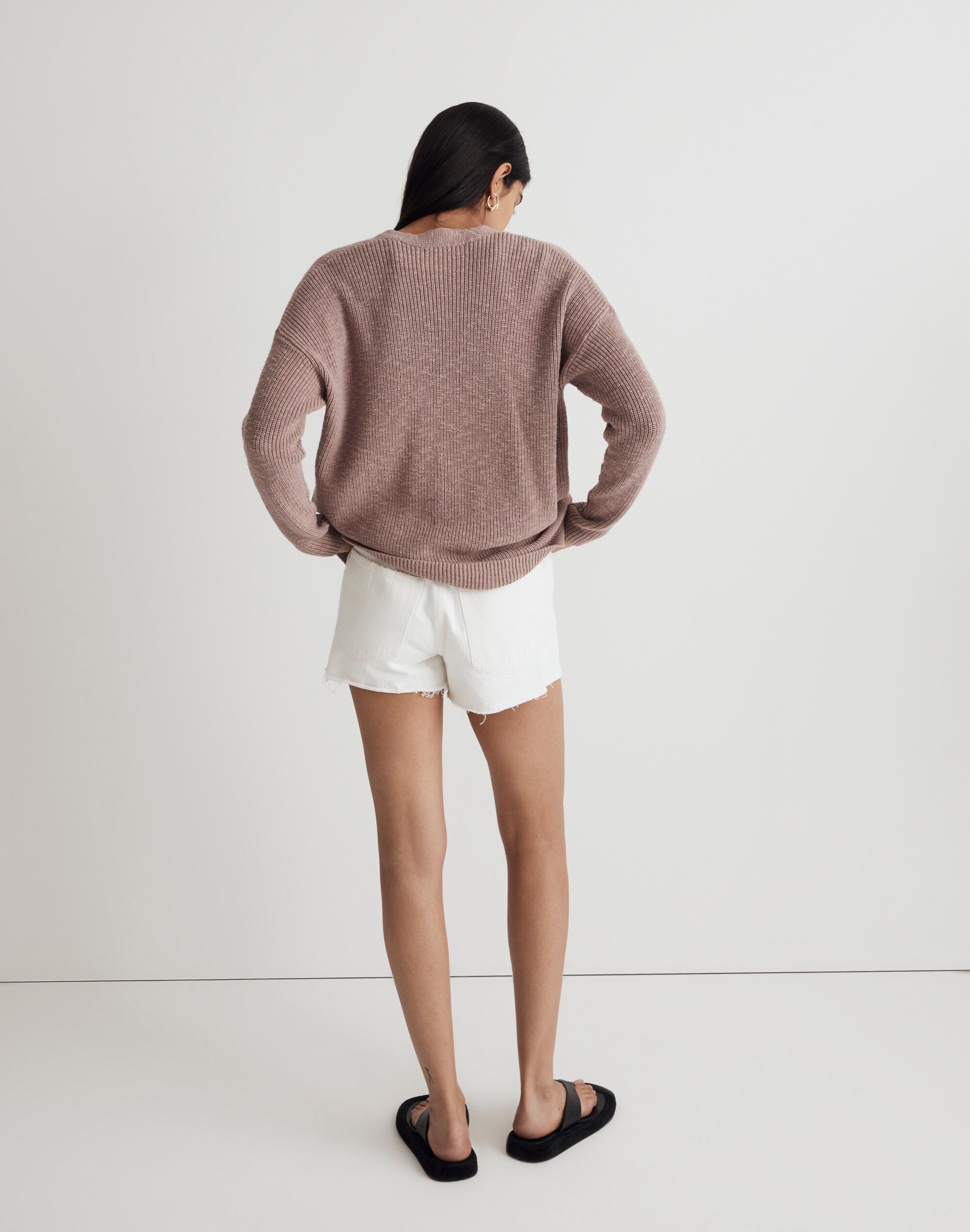 V-Neck Button-Front Long Cardigan Sweater