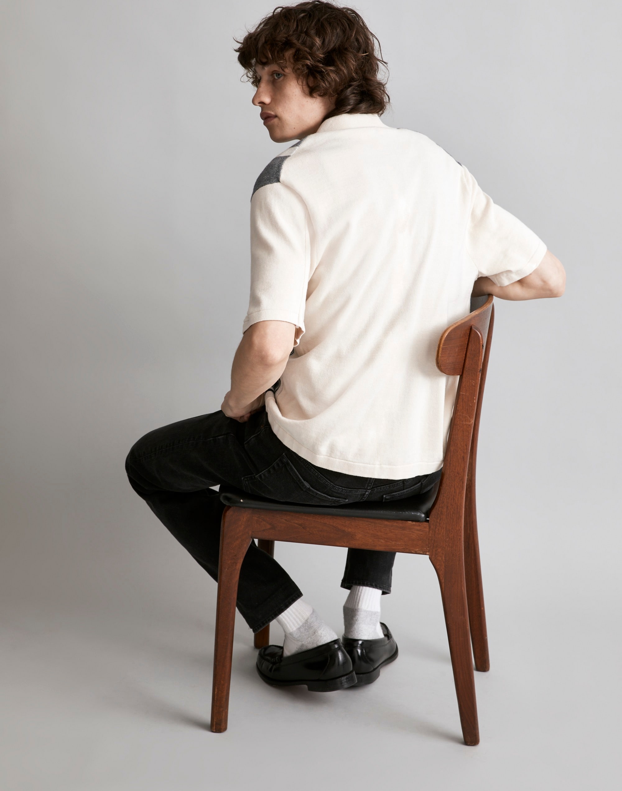 Button-Up Sweater Polo in Stripe