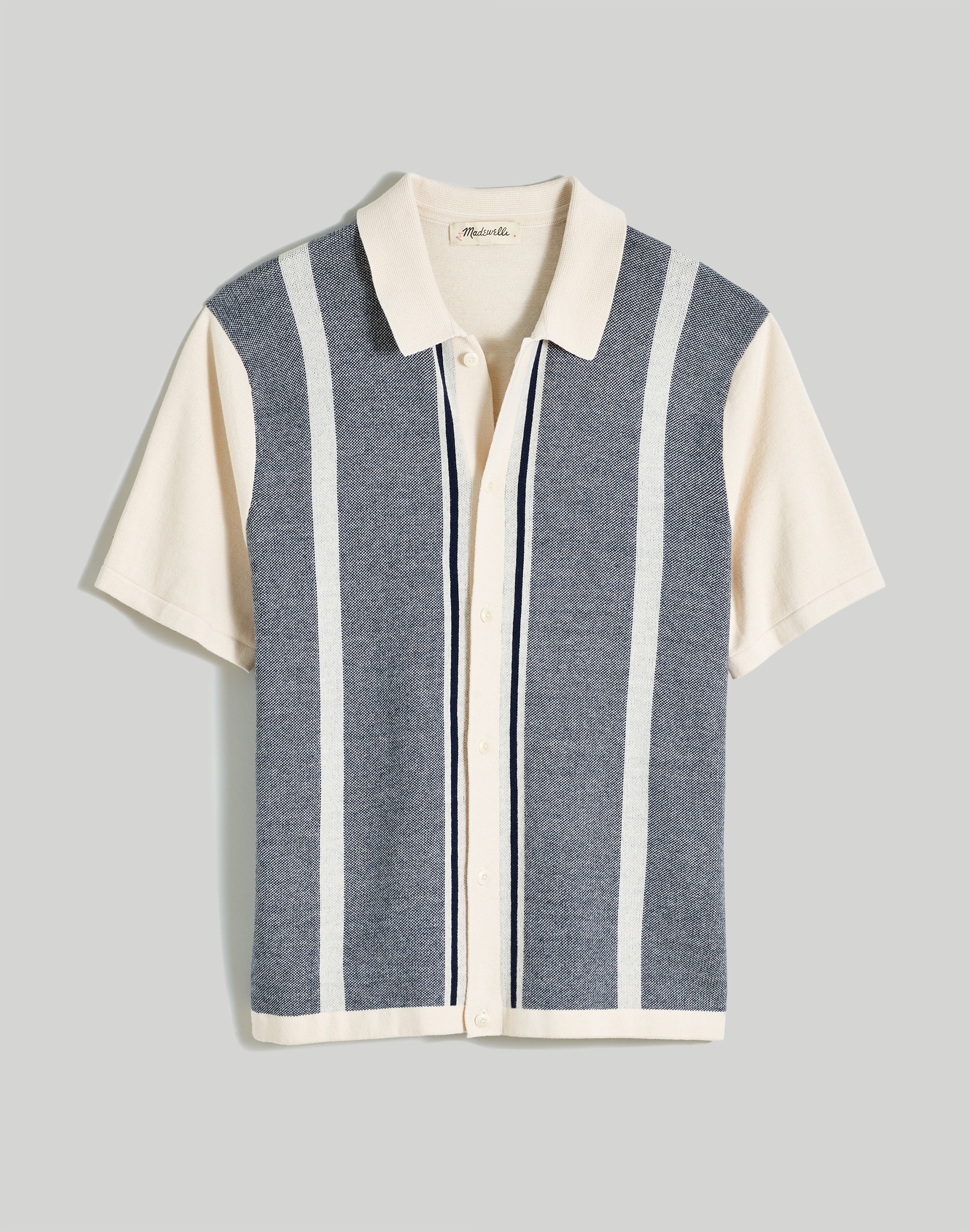 Button-Up Sweater Polo in Stripe