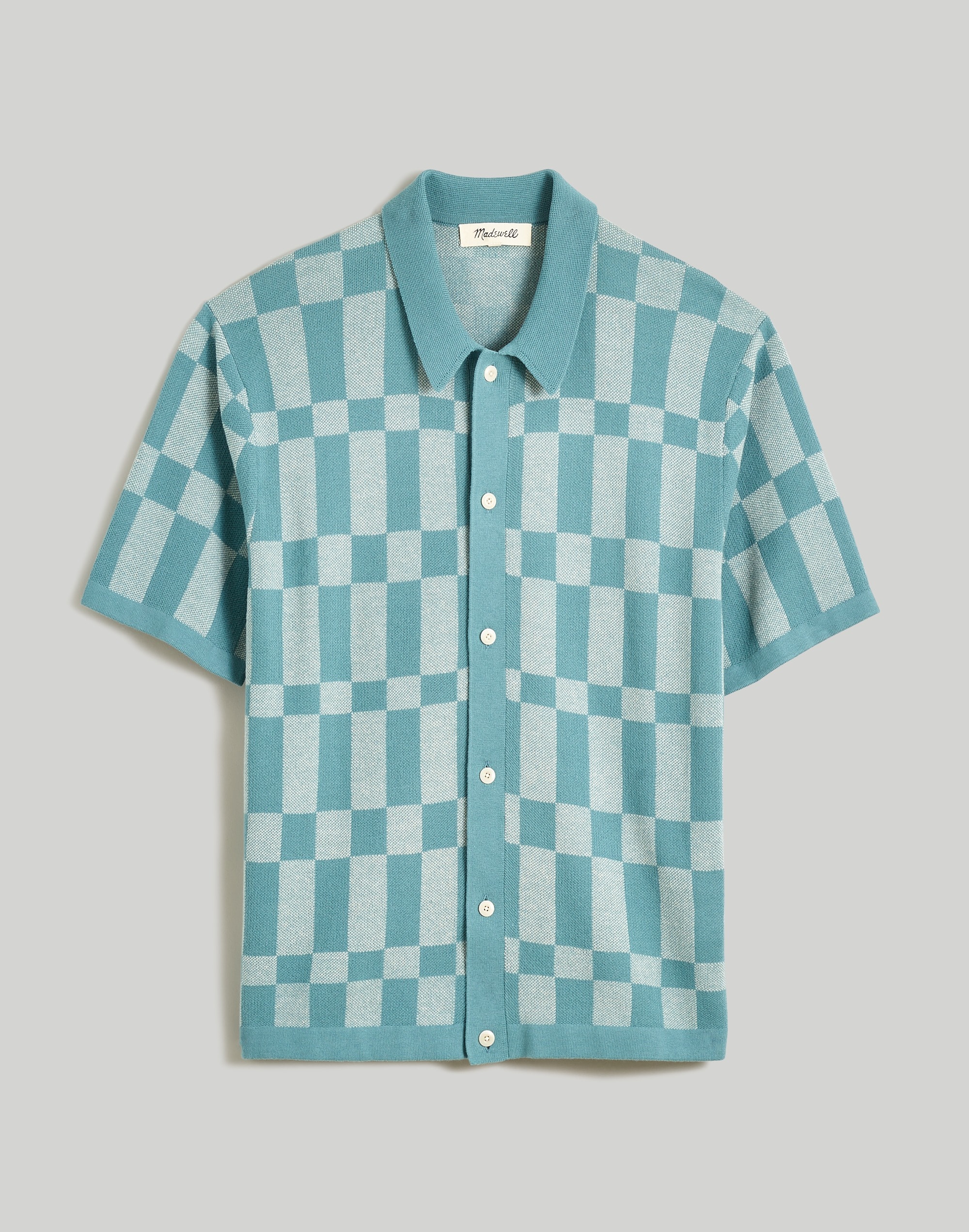 Button-Up Sweater Polo in Checkerboard