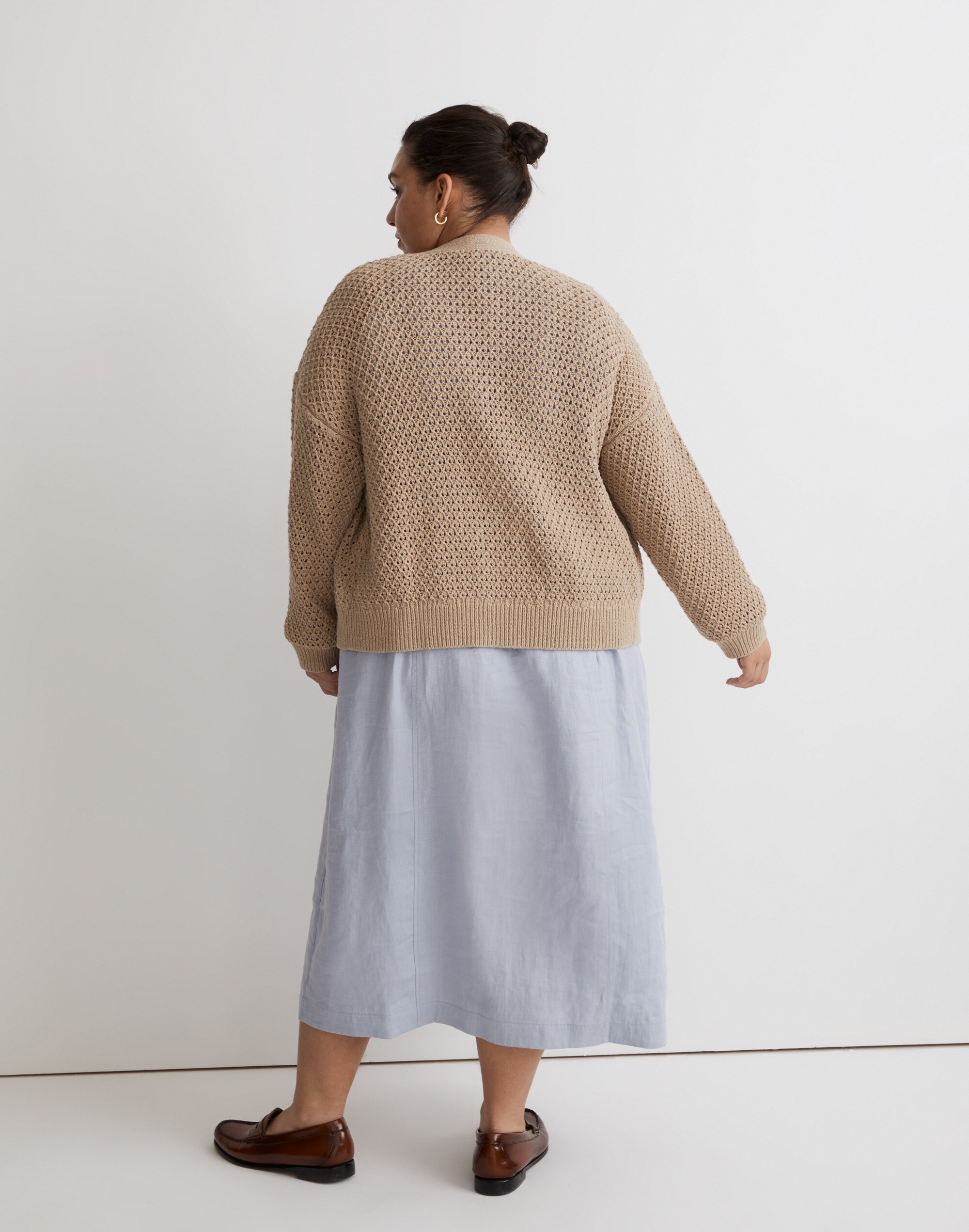 Plus Open-Stitch Crop Cardigan Sweater