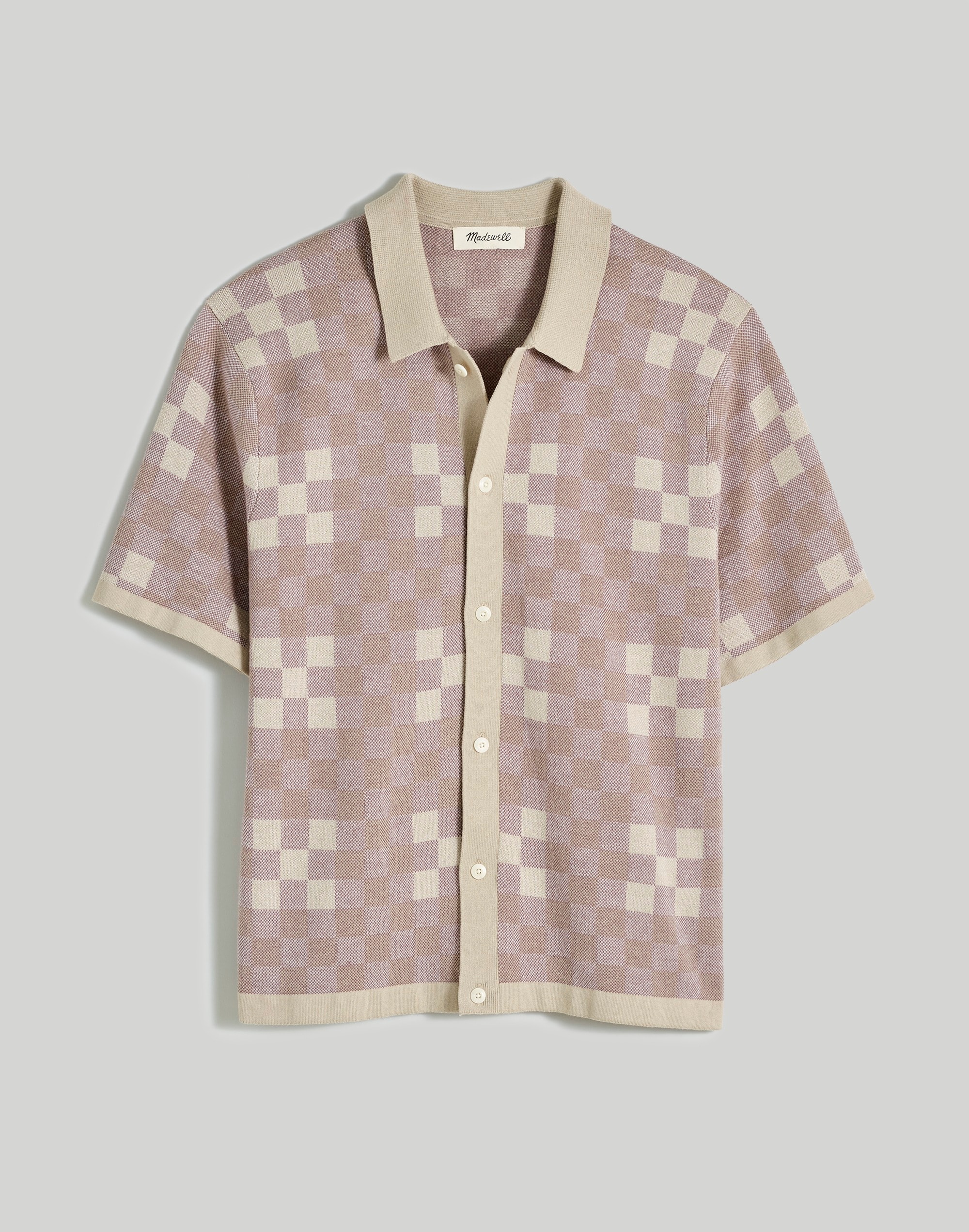 Cotton-Linen Blend Sweater Polo in Plaid