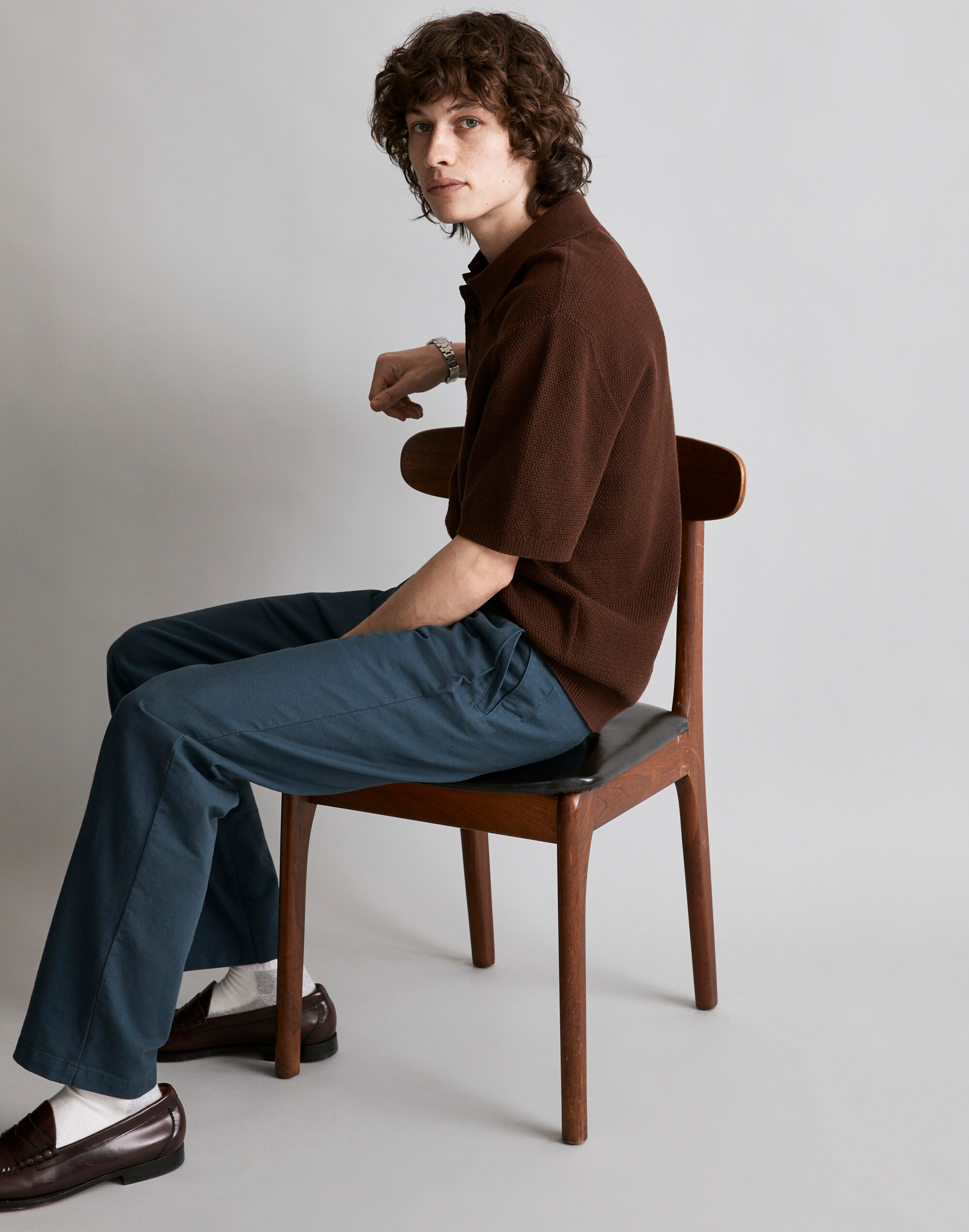 Textured Cotton-Linen Blend Sweater Polo