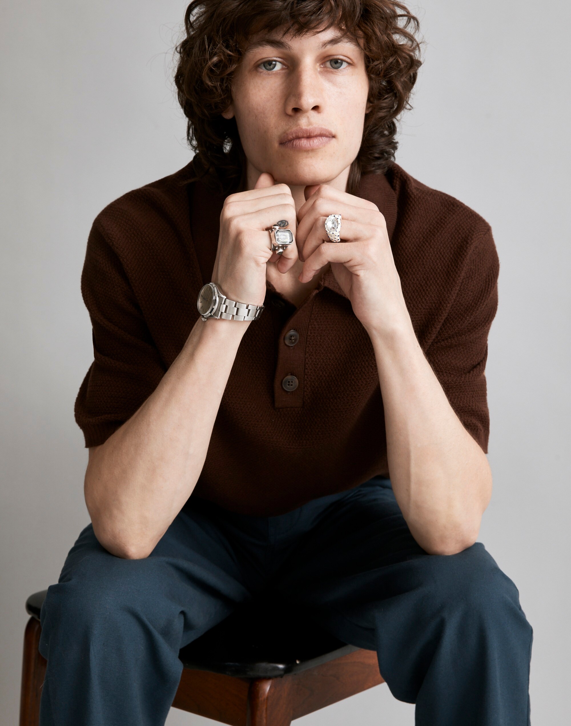 Textured Cotton-Linen Blend Sweater Polo