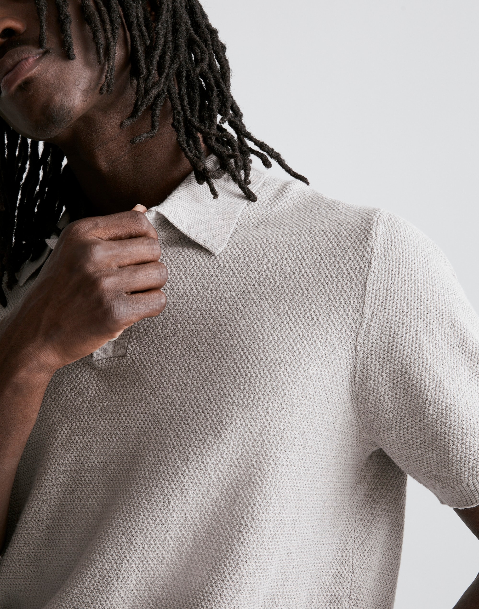 Textured Cotton-Linen Blend Sweater Polo