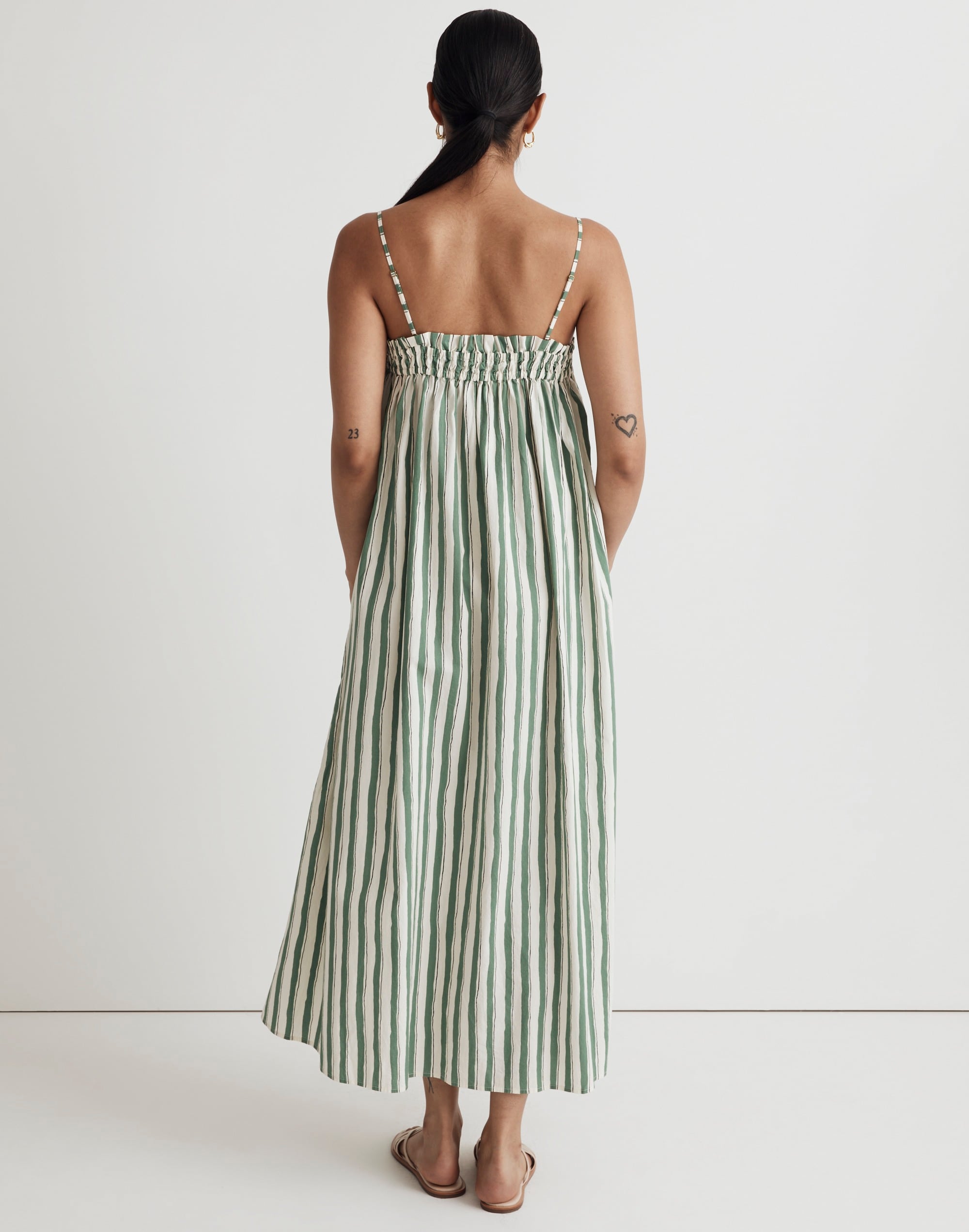 Poplin Ruffle A-Line Midi Dress