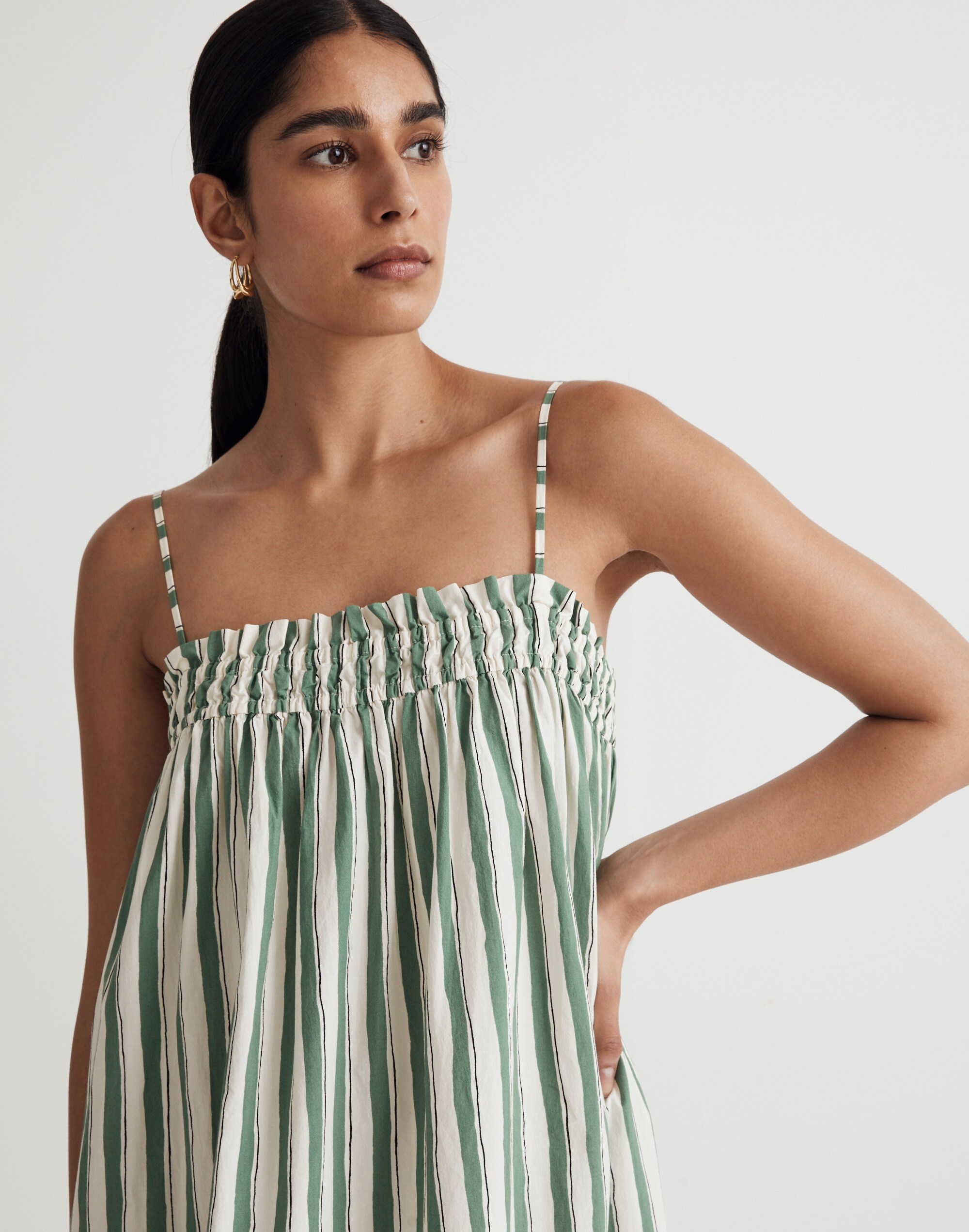 Poplin Ruffle A-Line Midi Dress