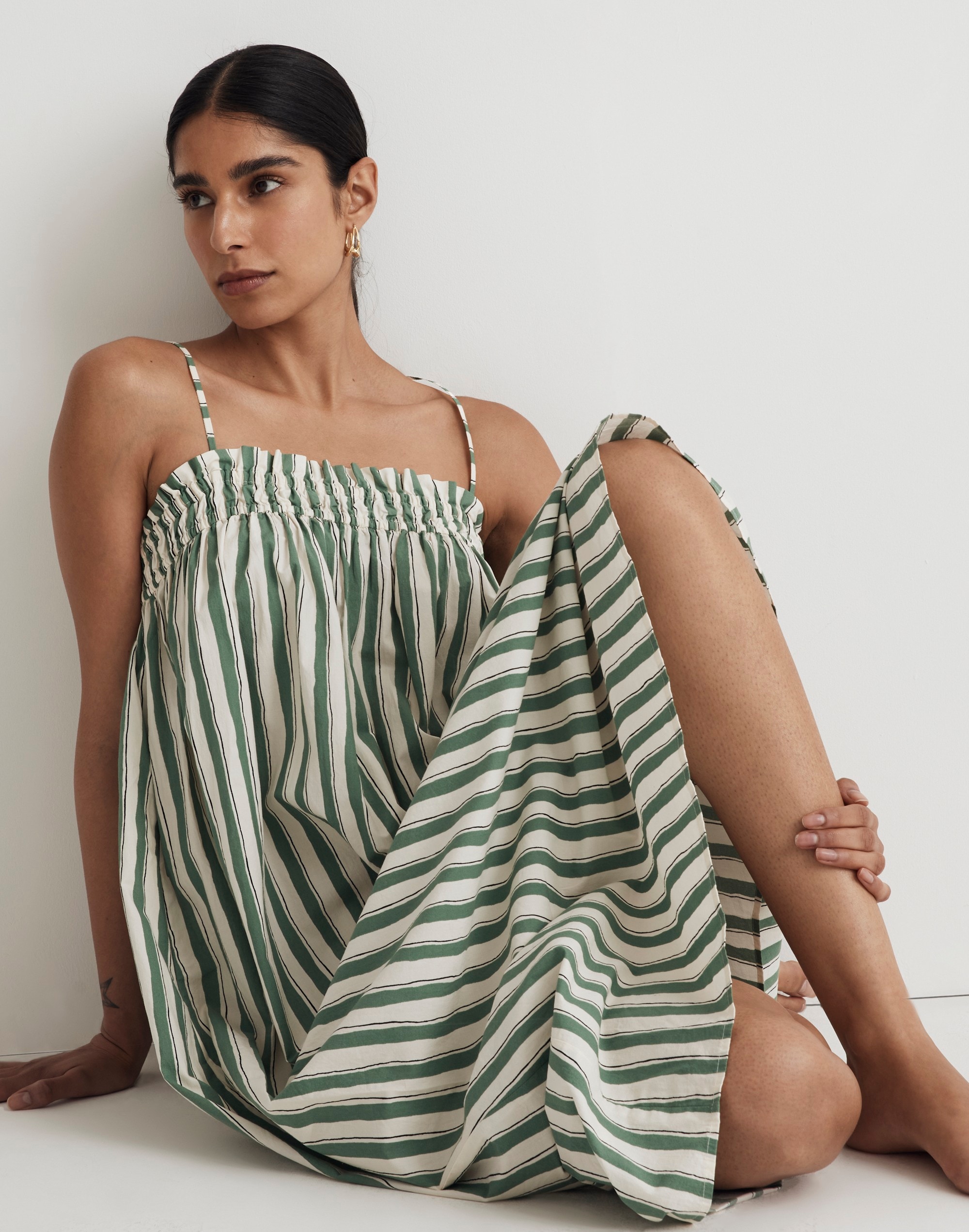 Poplin Ruffle A-Line Midi Dress | Madewell