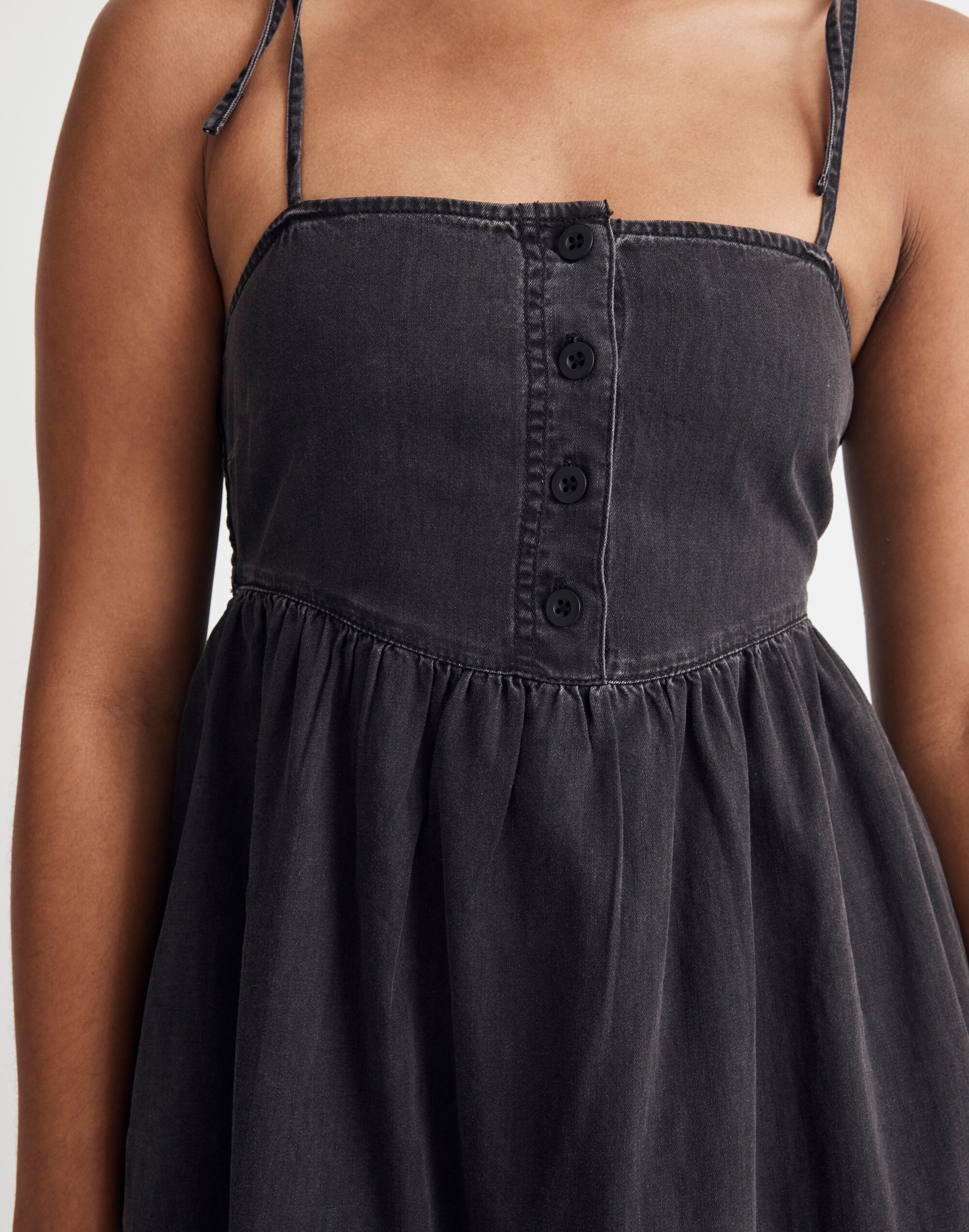 Denim Tiered Midi Dress in Lunar Wash