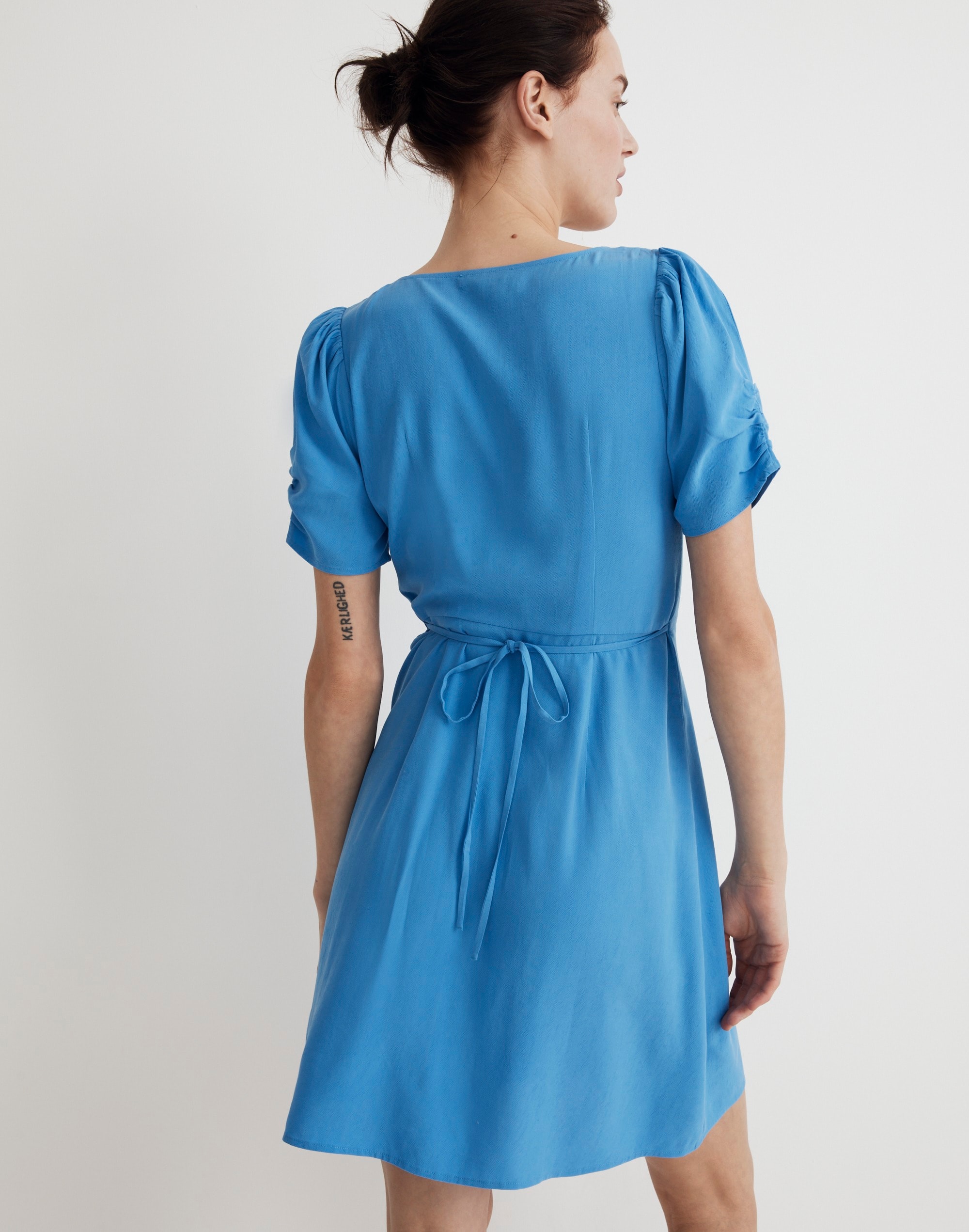 V-Neck Button-Front Mini Dress