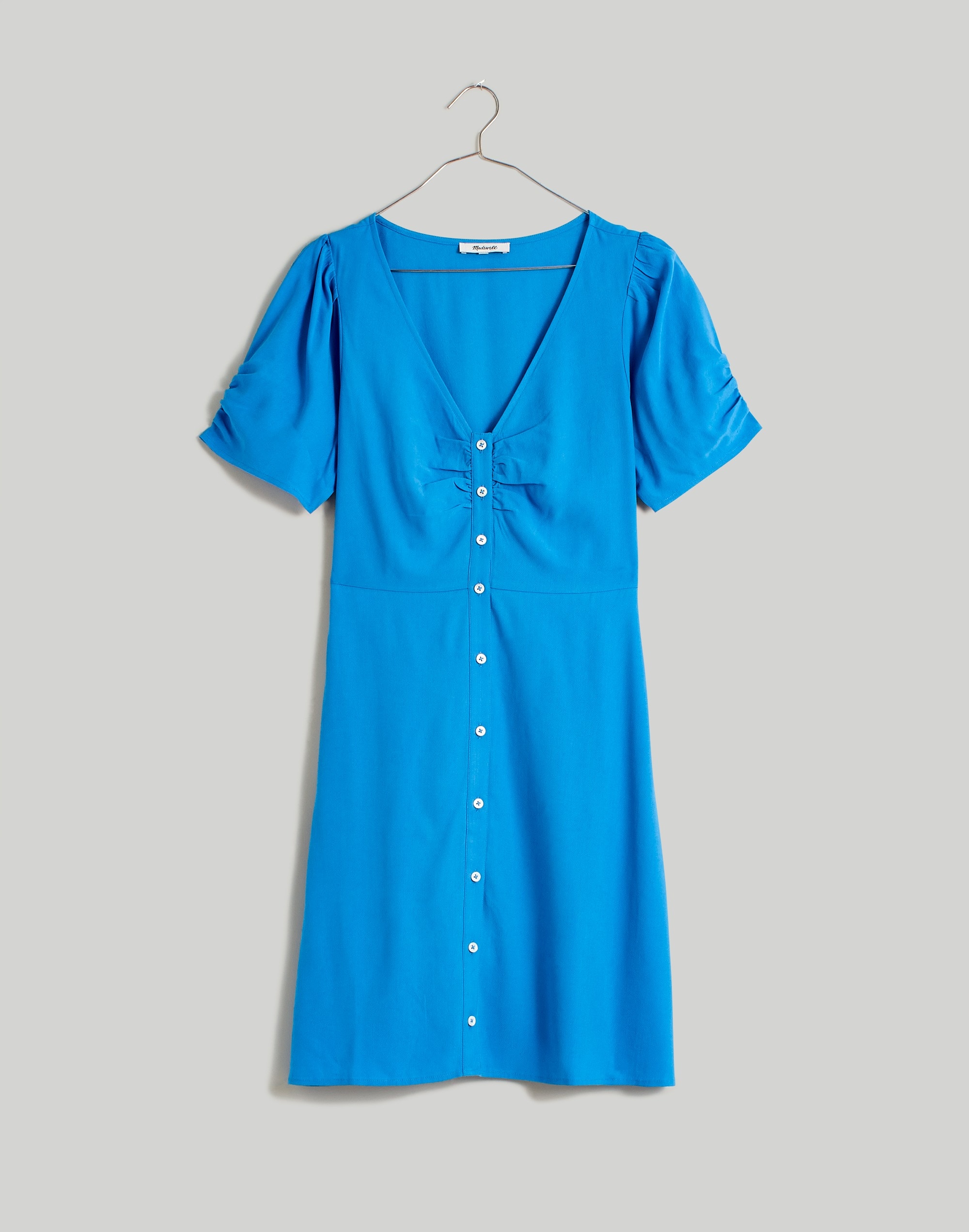 V-Neck Button-Front Mini Dress