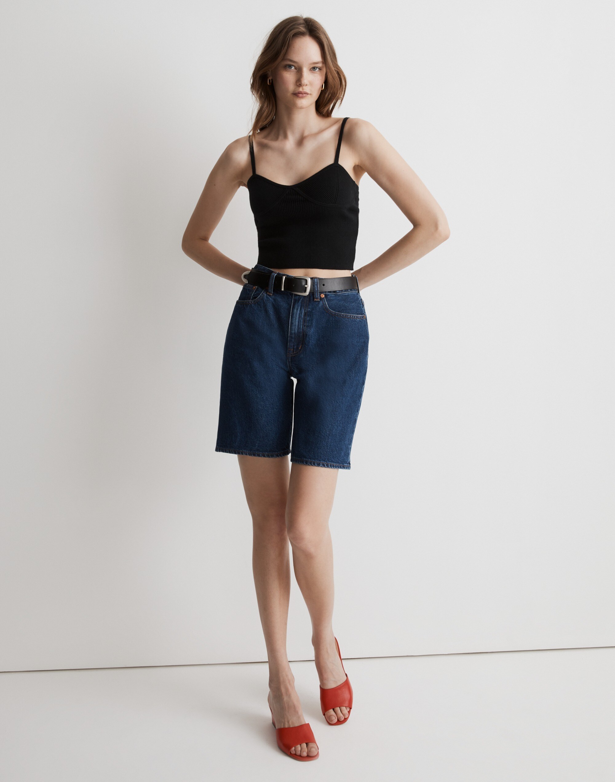 Corset-Detail Crop Sweater Tank