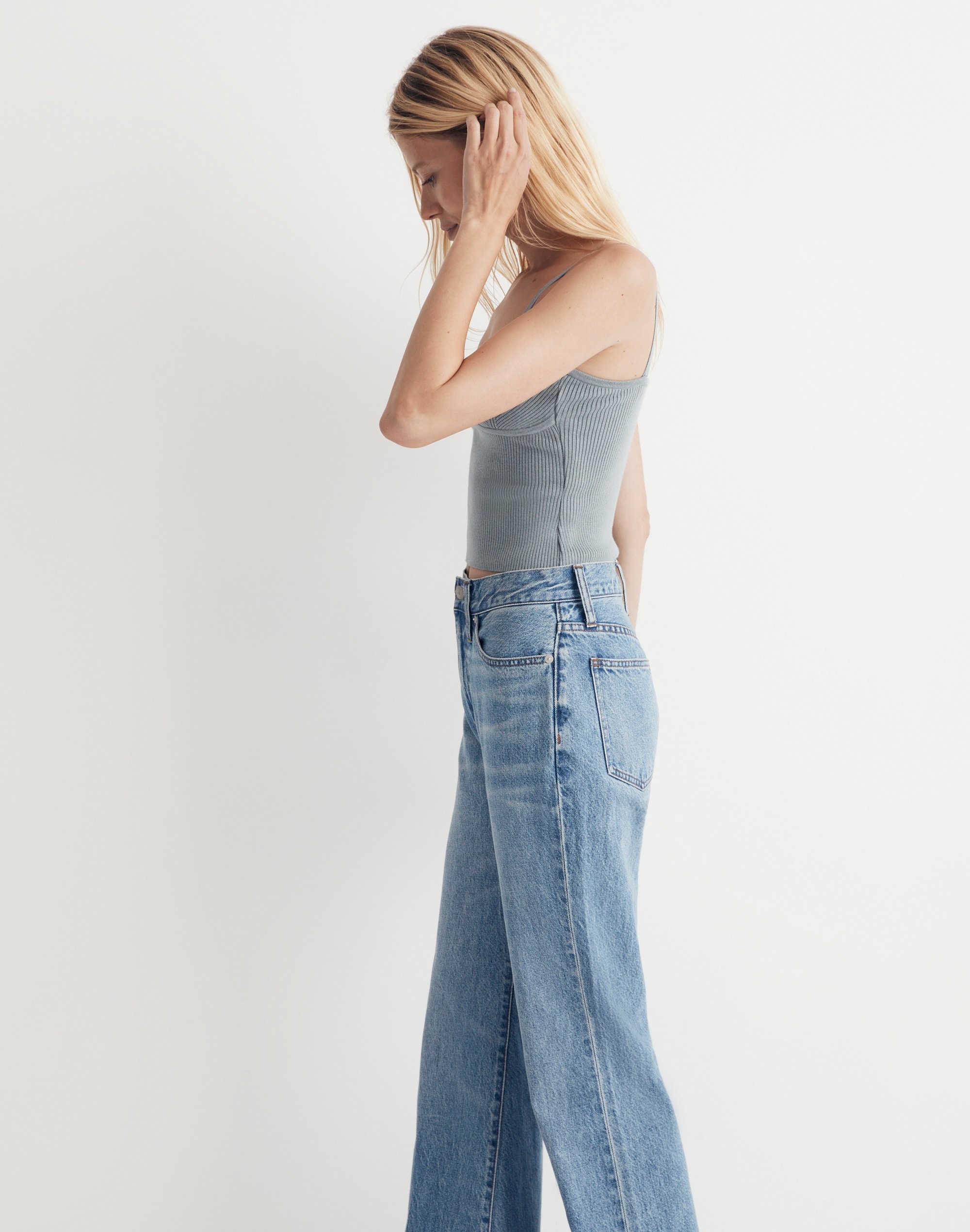 Corset-Detail Crop Sweater Tank