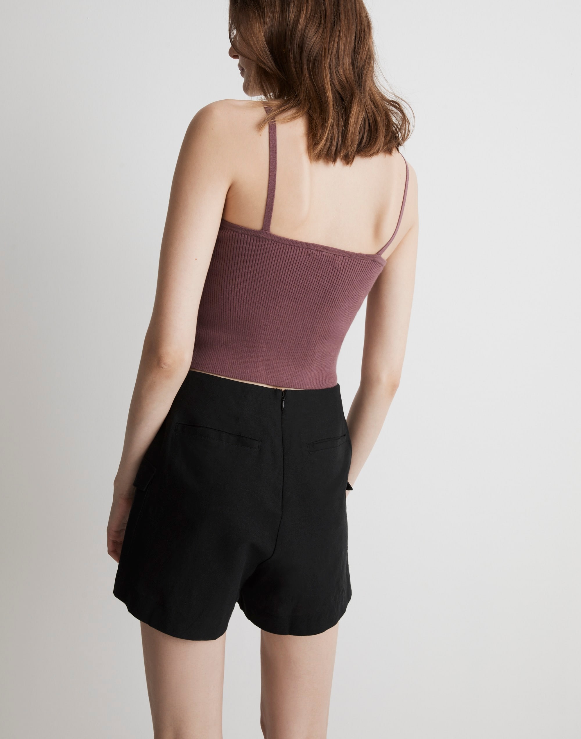 Corset-Detail Crop Sweater Tank