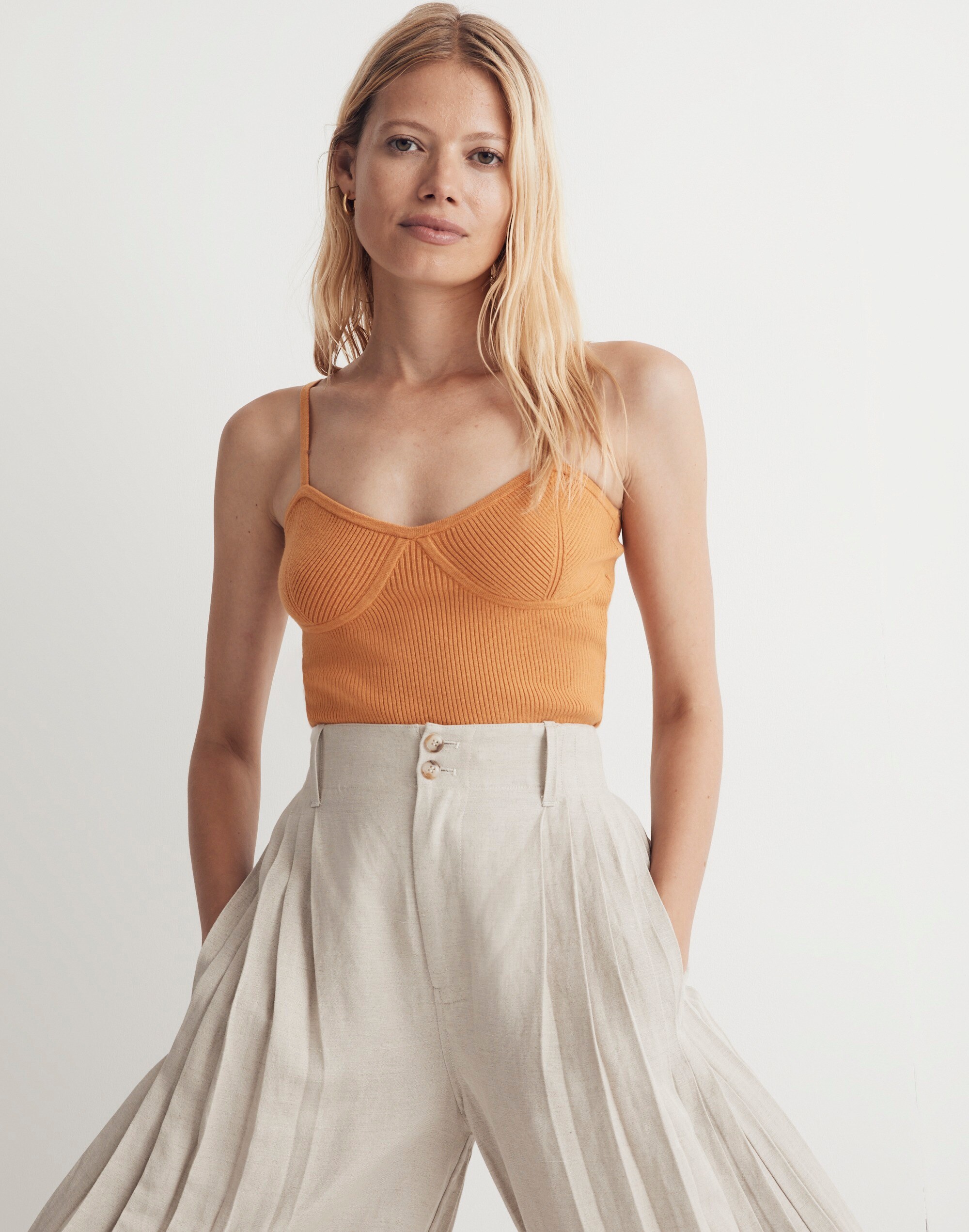 Corset-Detail Crop Sweater Tank