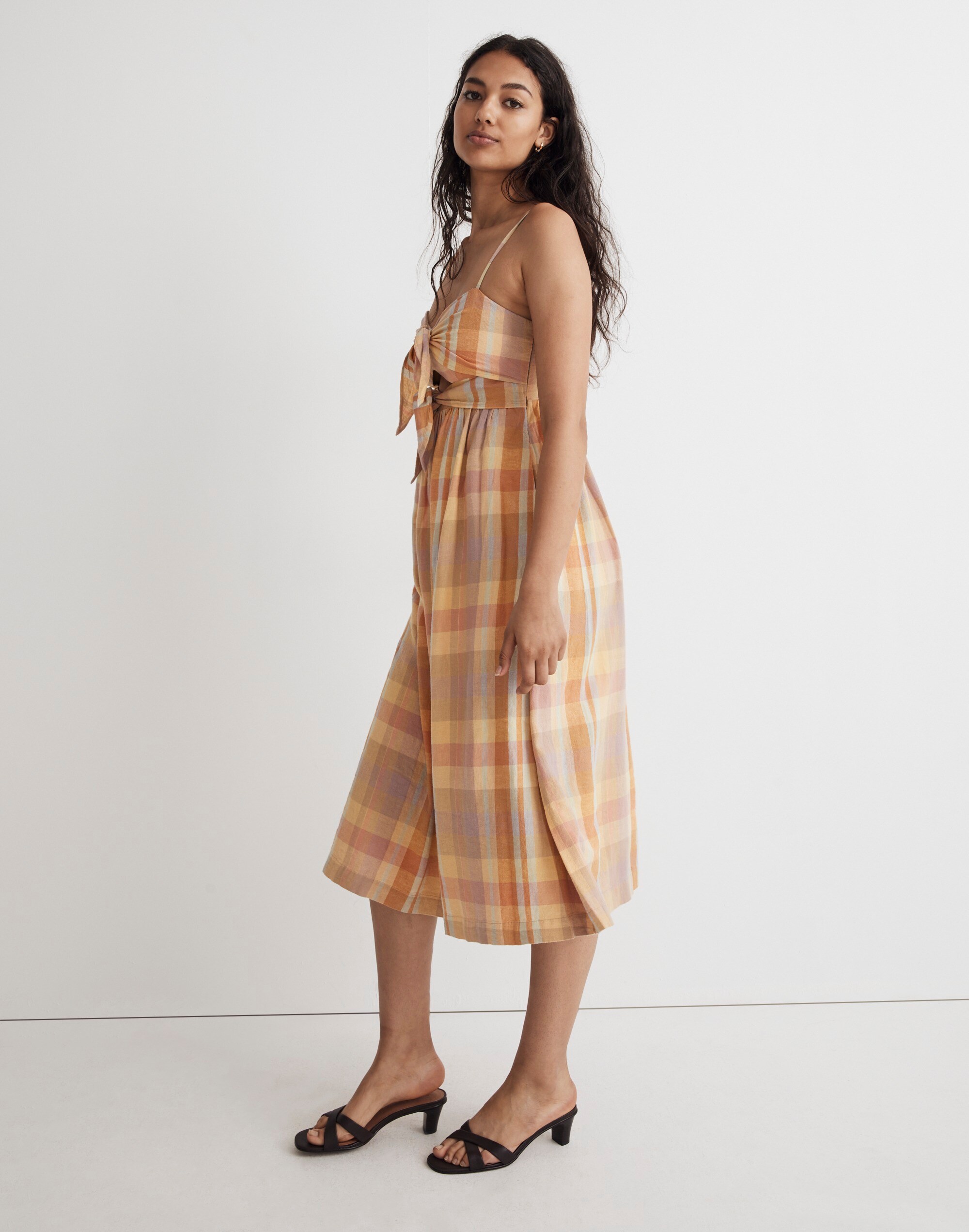 Double-Tie Cutout Sweetheart Midi Dress