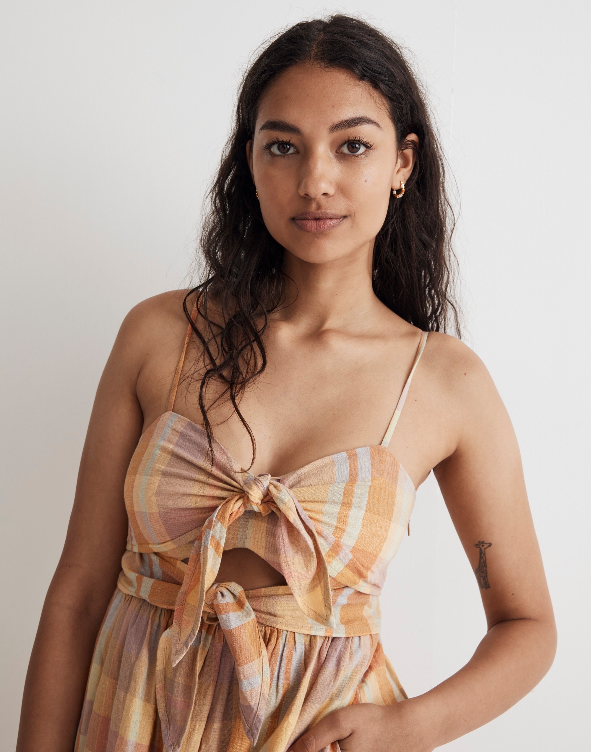 Double-Tie Cutout Sweetheart Midi Dress