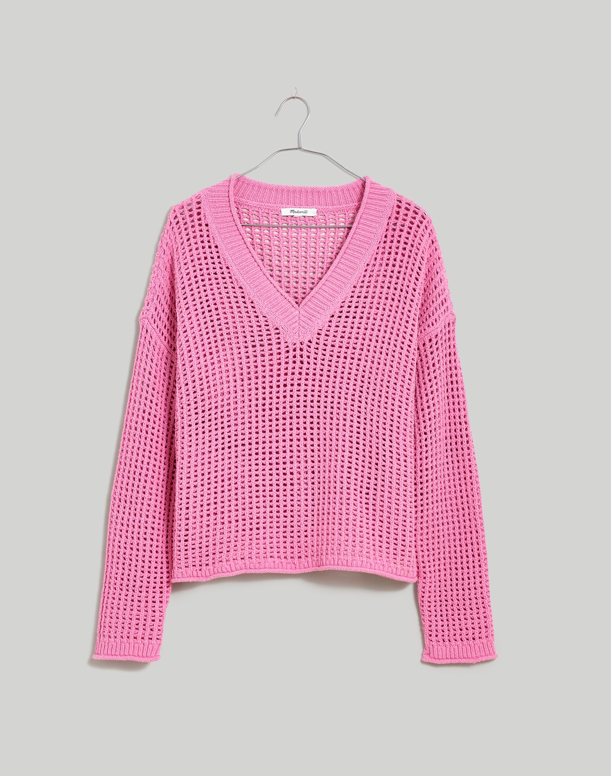 Plus Open-Stitch V-Neck Pullover Sweater