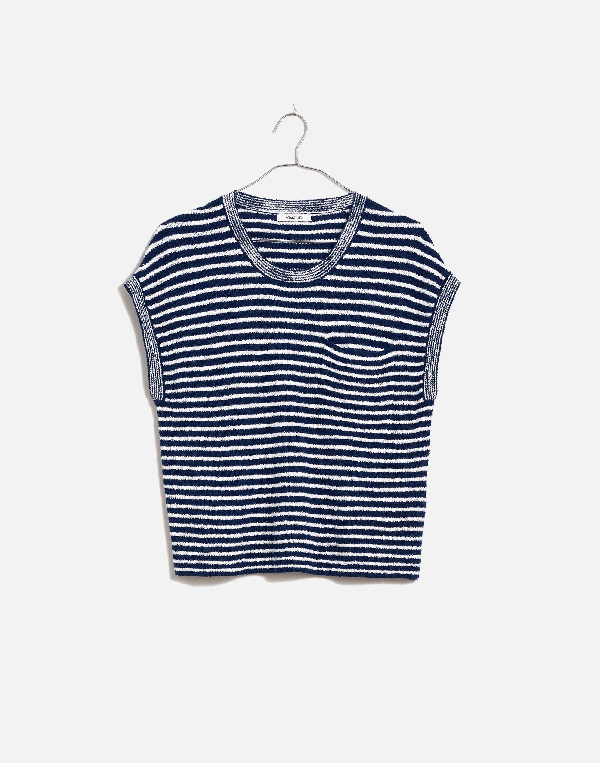 Ribbed Pocket Sweater Tee in Stripe