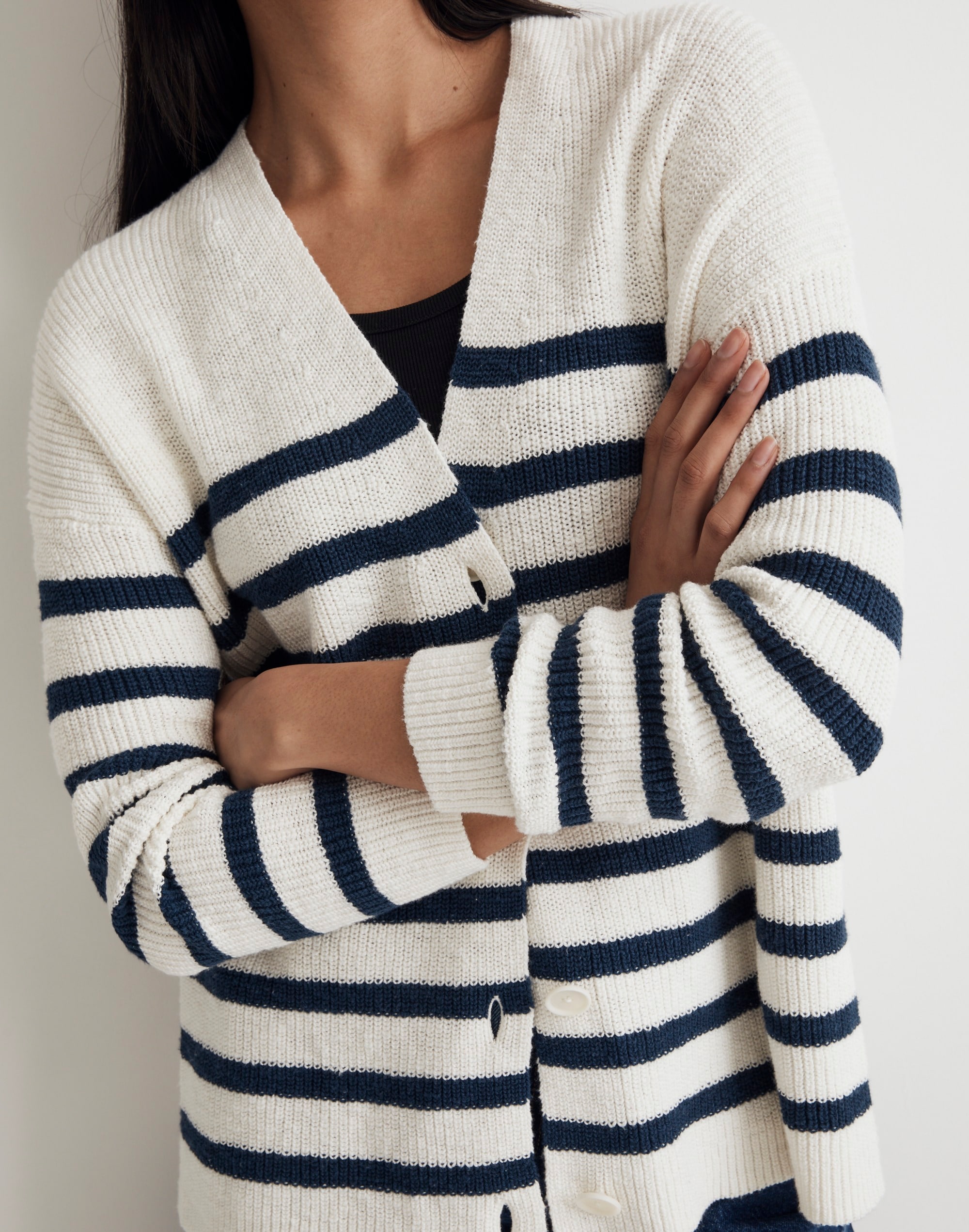 V-Neck Button-Front Long Cardigan Sweater