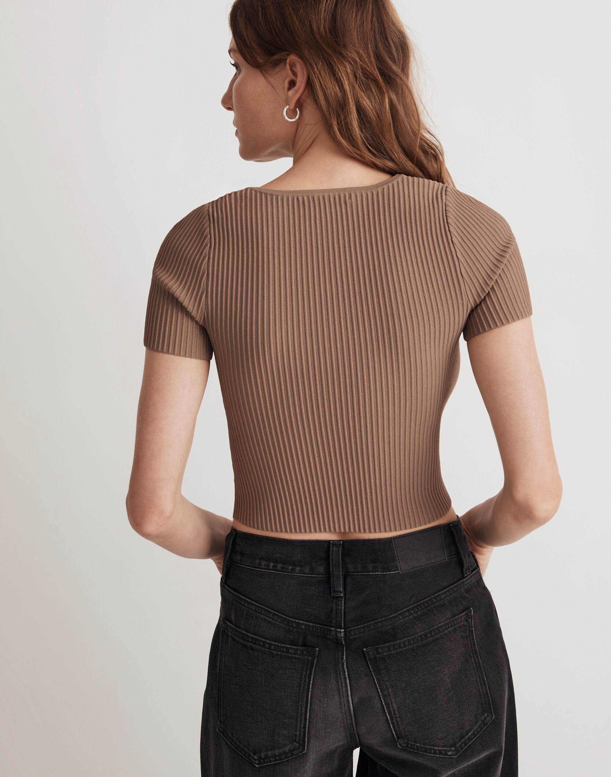 Ottoman Crop Sweater Tee in light umber image 3