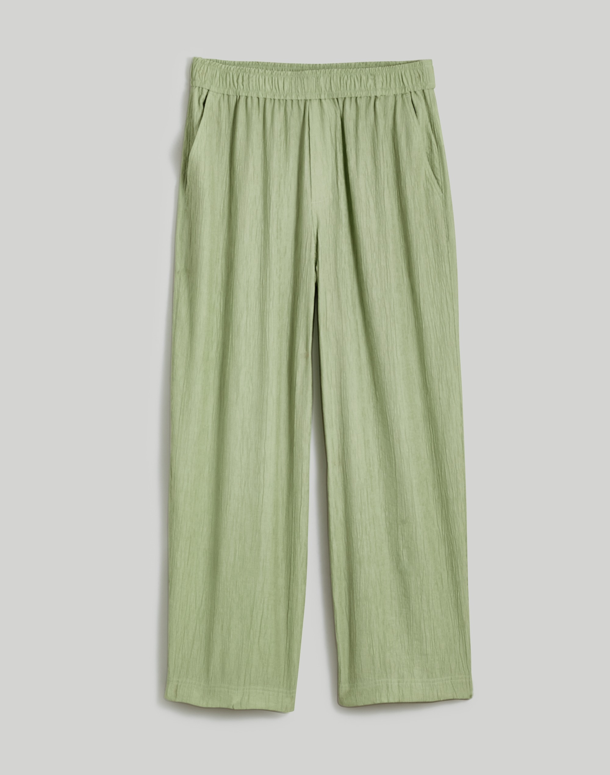 Crinkled Crepe Straight-Leg Crop Pants