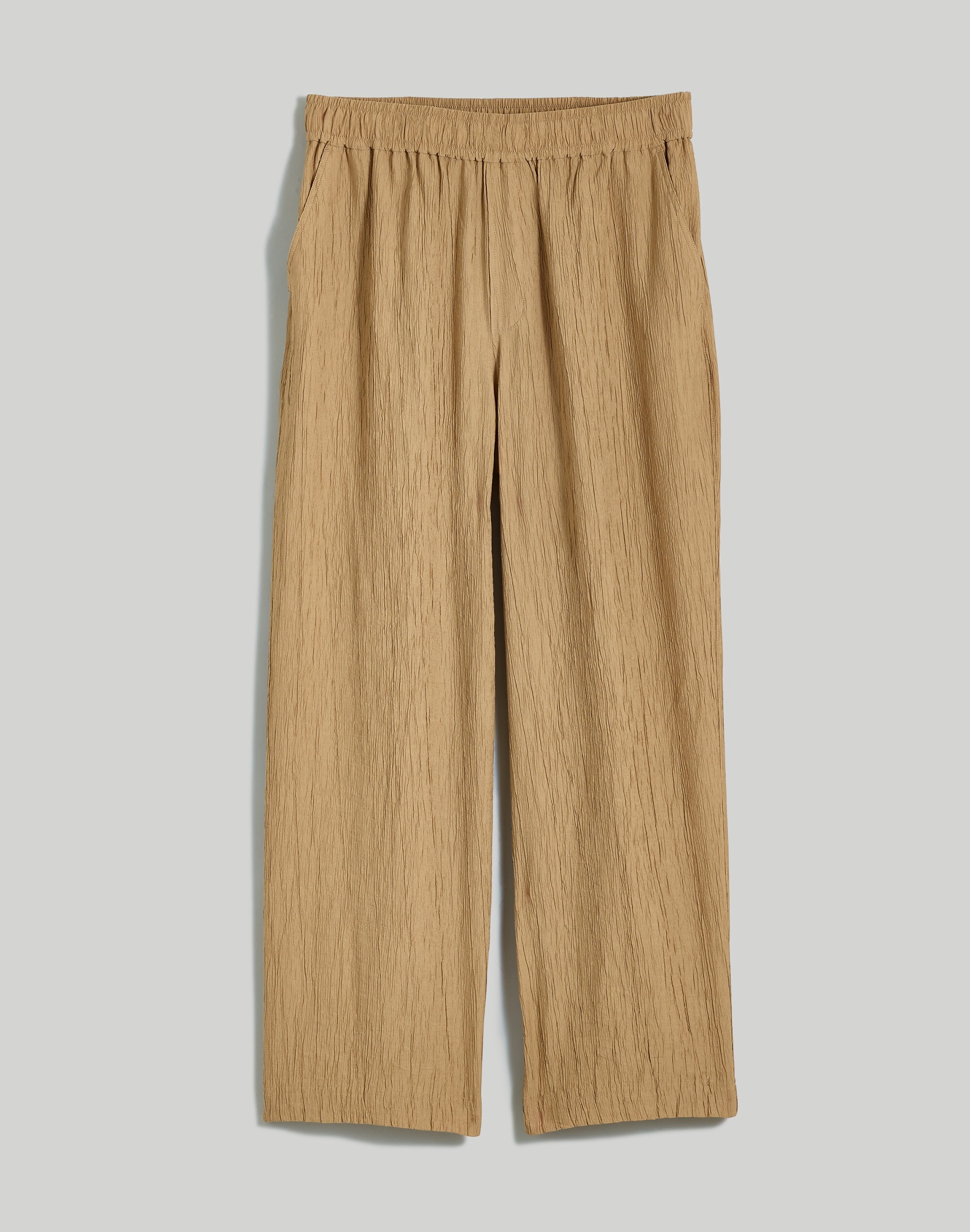 Crinkled Crepe Straight-Leg Crop Pants