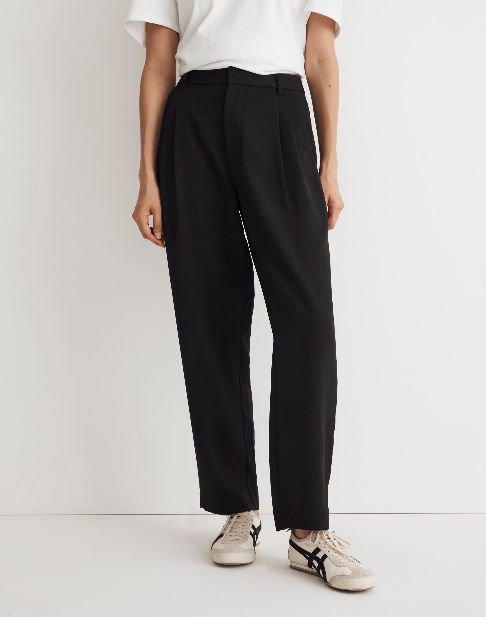 Pleated Tapered-Leg Pants in Easygoing Crepe
