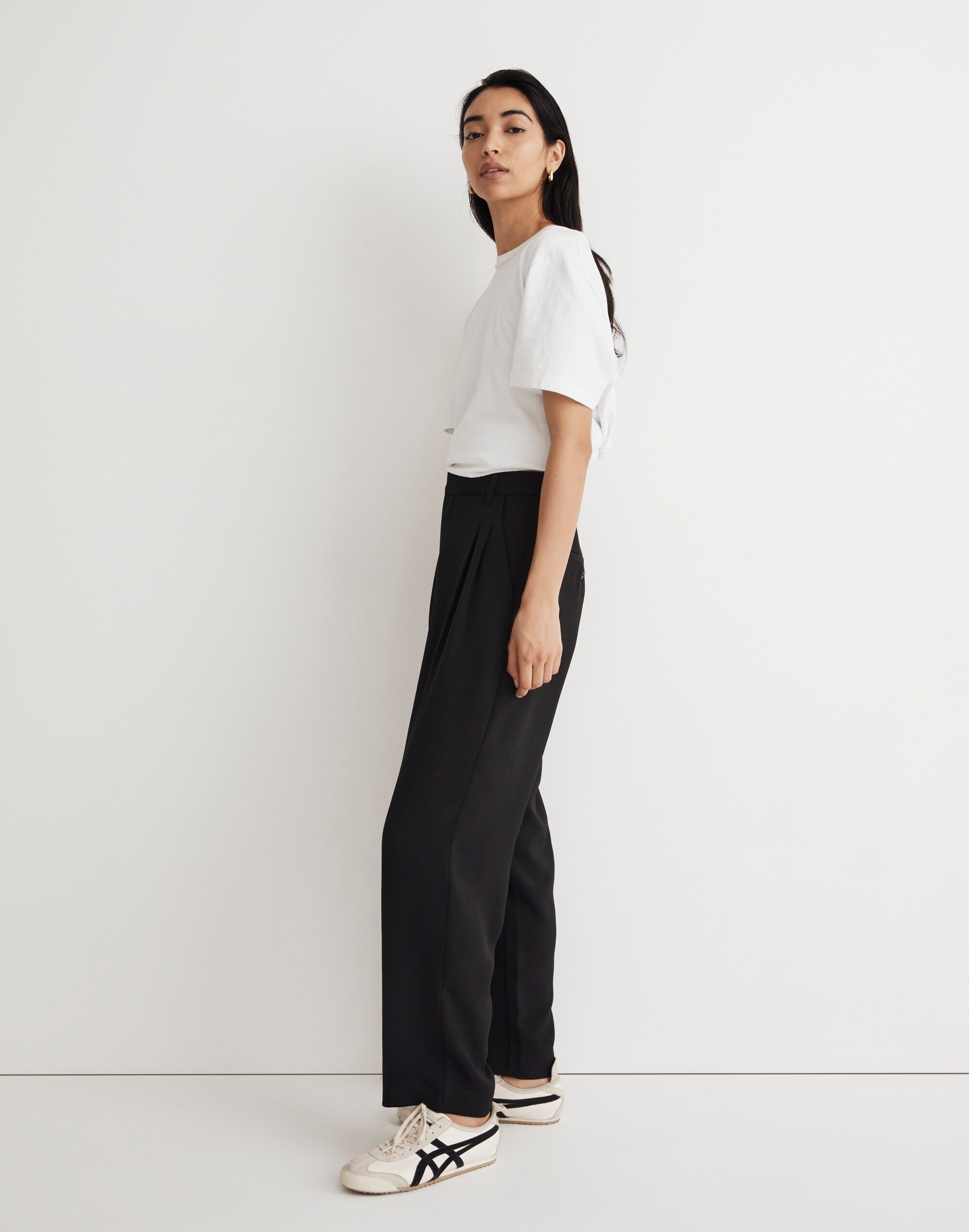 Pleated Tapered-Leg Pants in Easygoing Crepe
