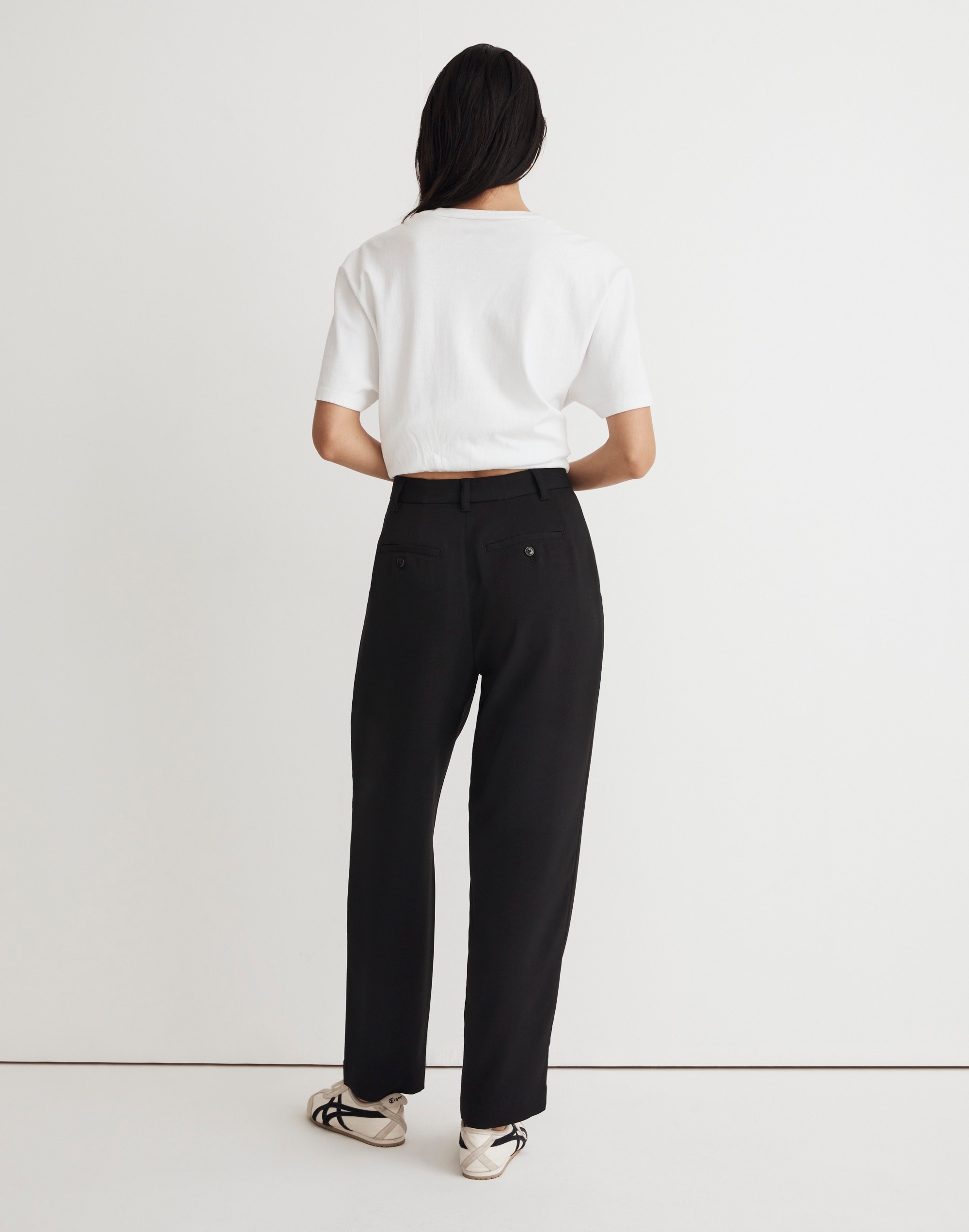 Tall Pleated Tapered-Leg Pants in Easygoing Crepe