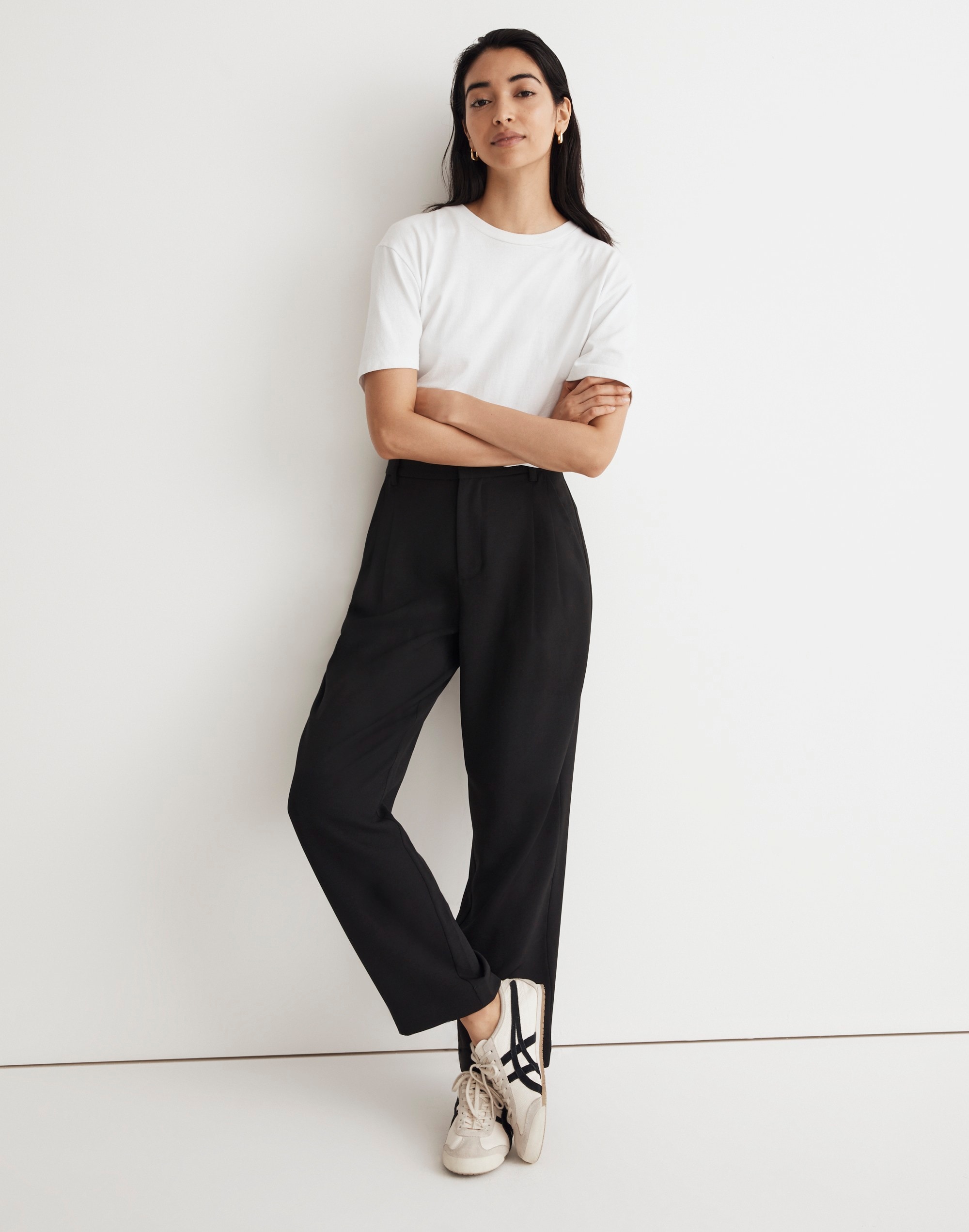 Pleated Tapered-Leg Pants in Easygoing Crepe