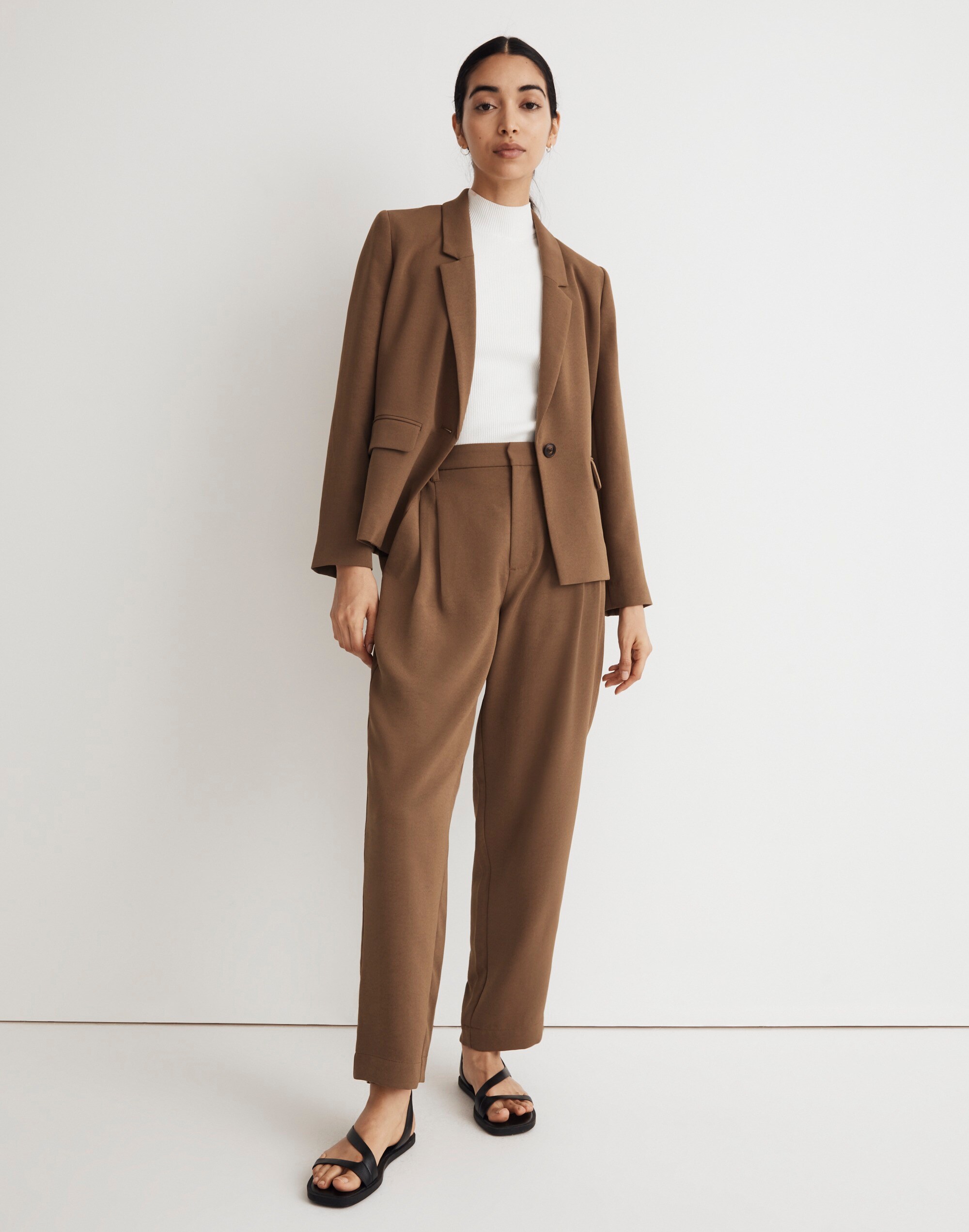 Petite Pleated Tapered-Leg Pants in Easygoing Crepe
