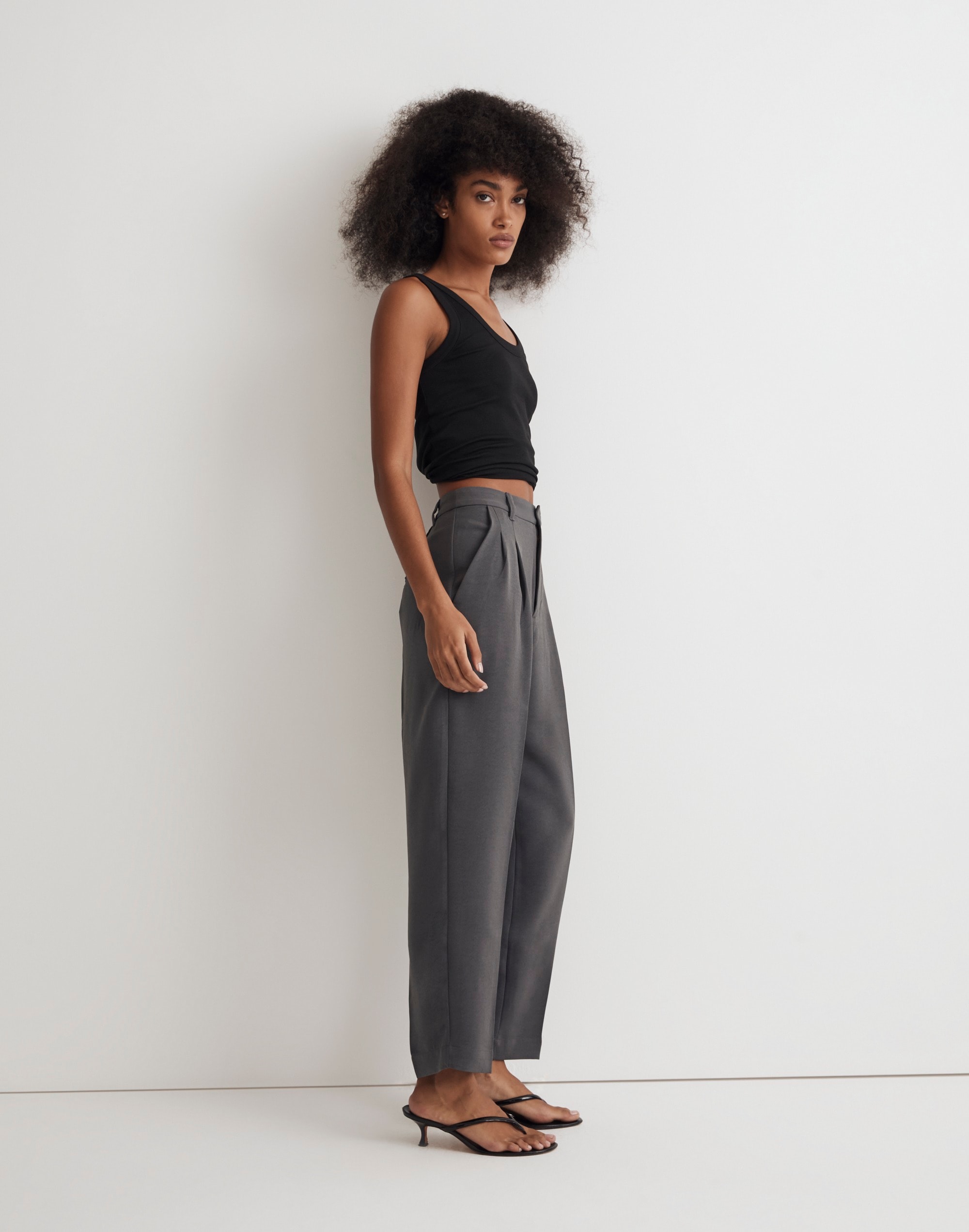 Pleated Tapered-Leg Pants in Easygoing Crepe