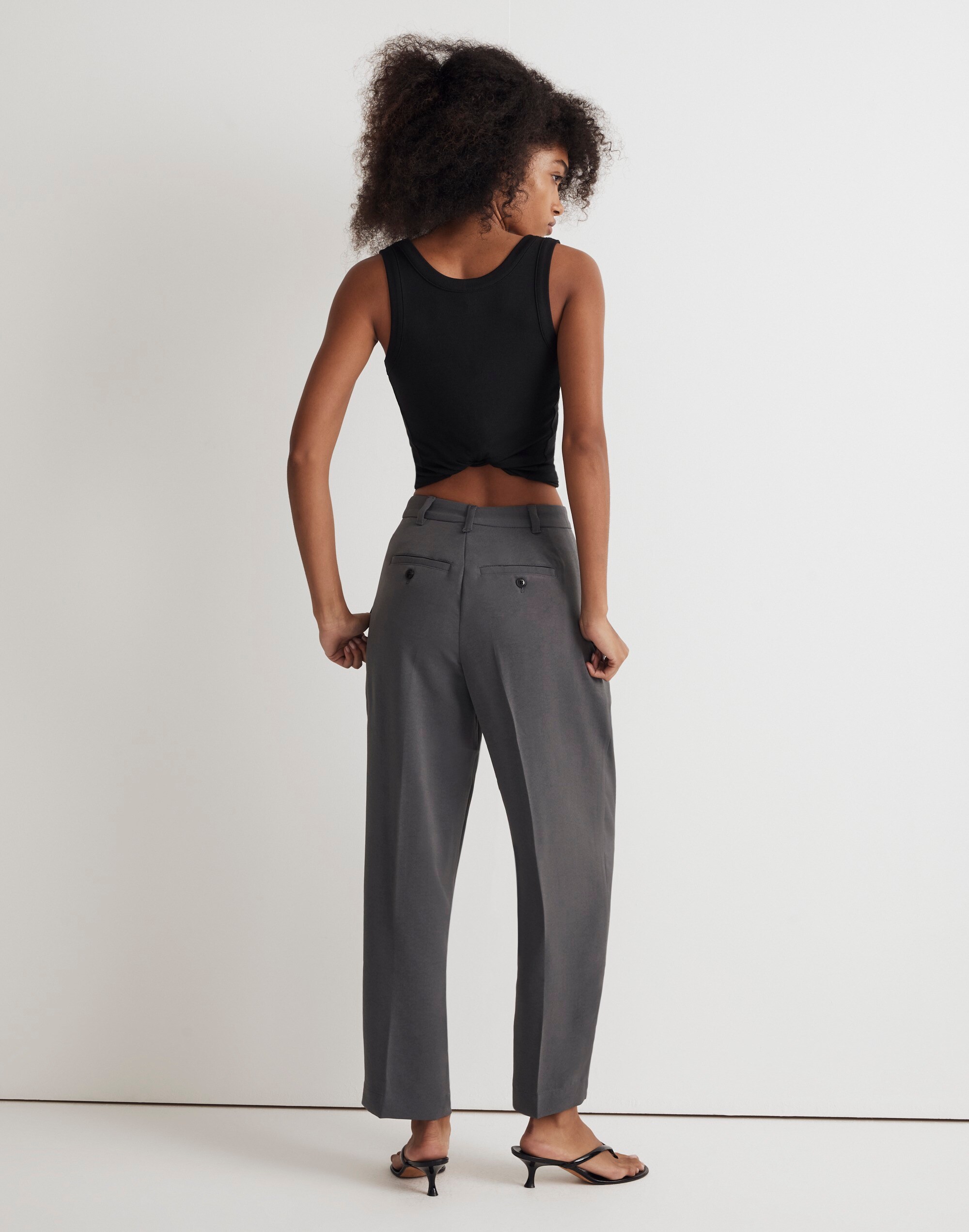 Pleated Tapered-Leg Pants in Easygoing Crepe