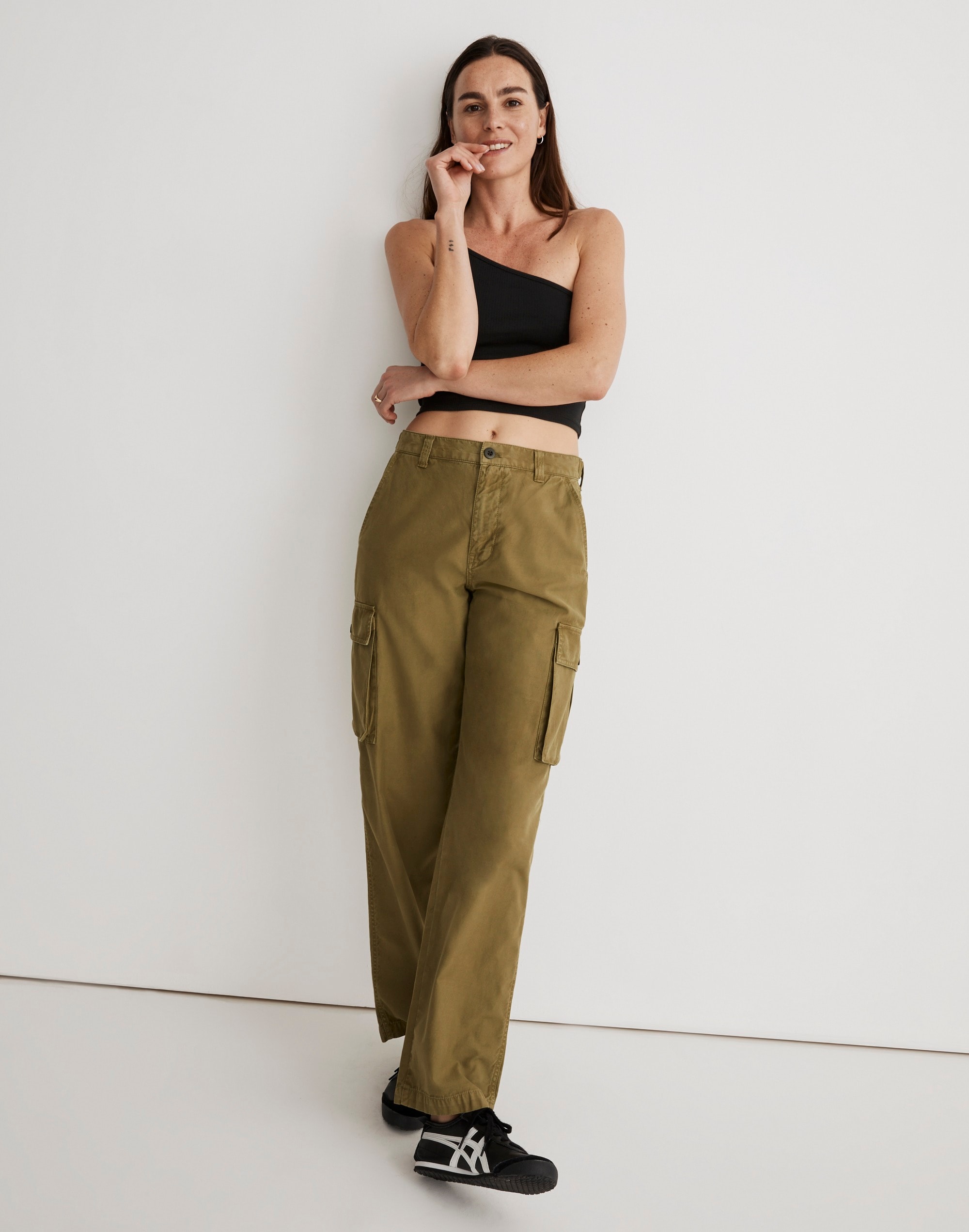 Garment-Dyed Low-Slung Straight Cargo Pants