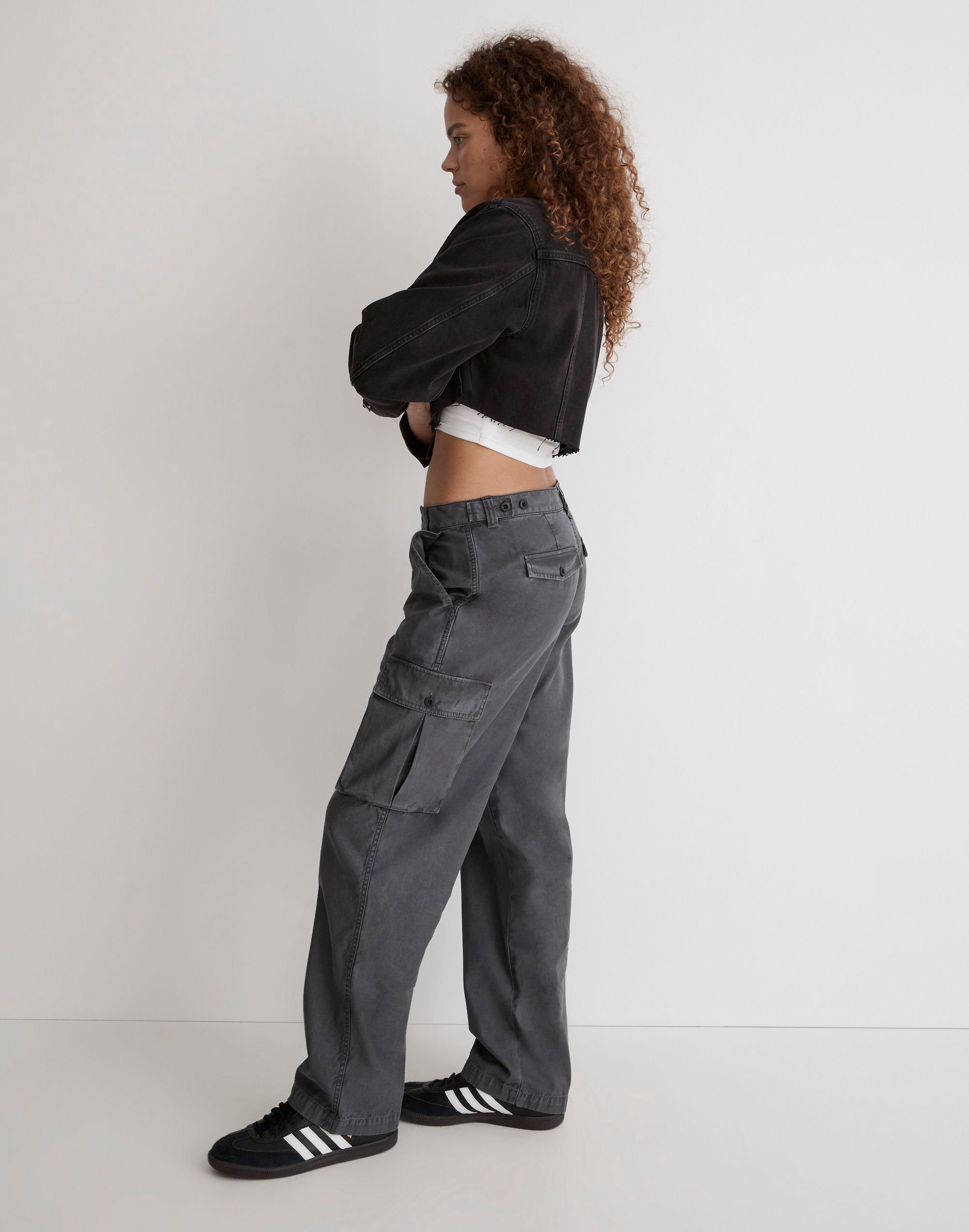 Garment-Dyed Low-Slung Straight Cargo Pants