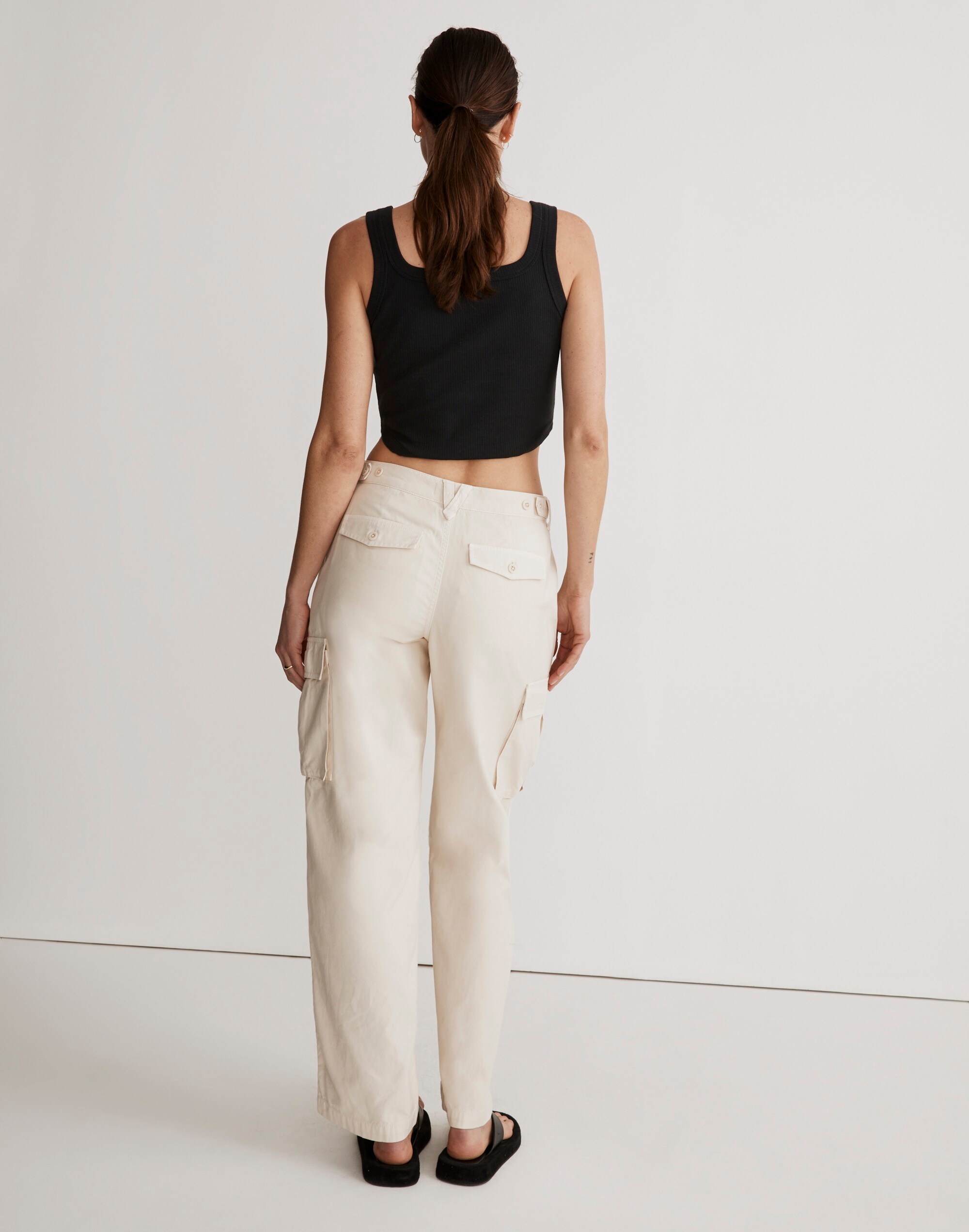 Garment-Dyed Low-Slung Straight Cargo Pants