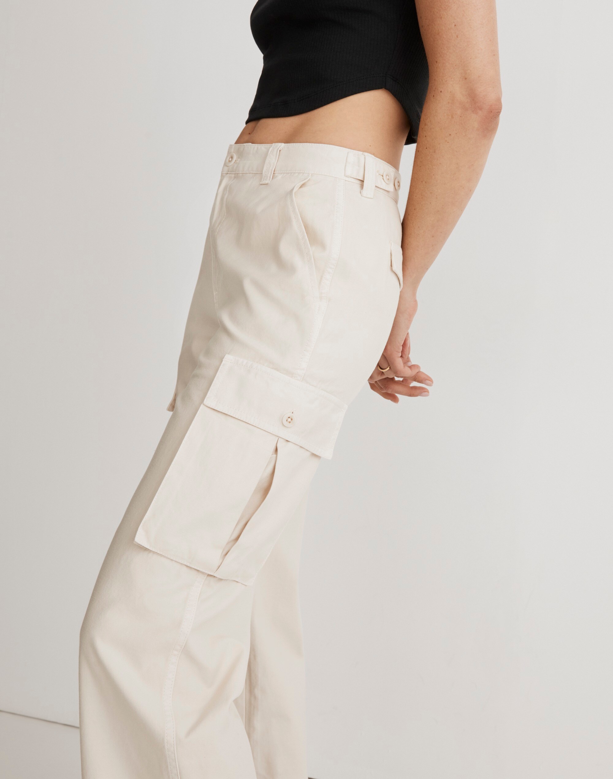 Garment-Dyed Low-Slung Straight Cargo Pants