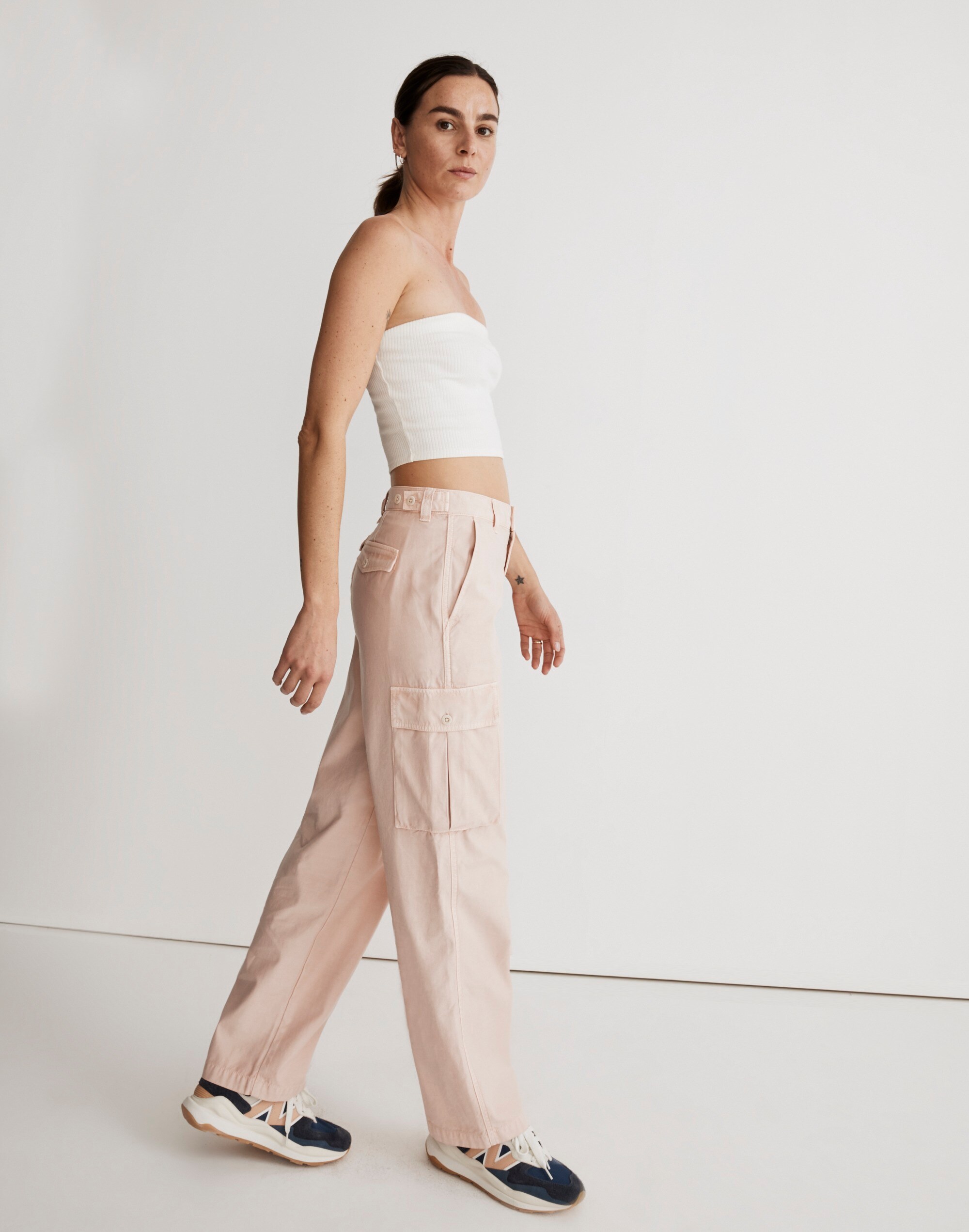 Garment-Dyed Low-Slung Straight Cargo Pants