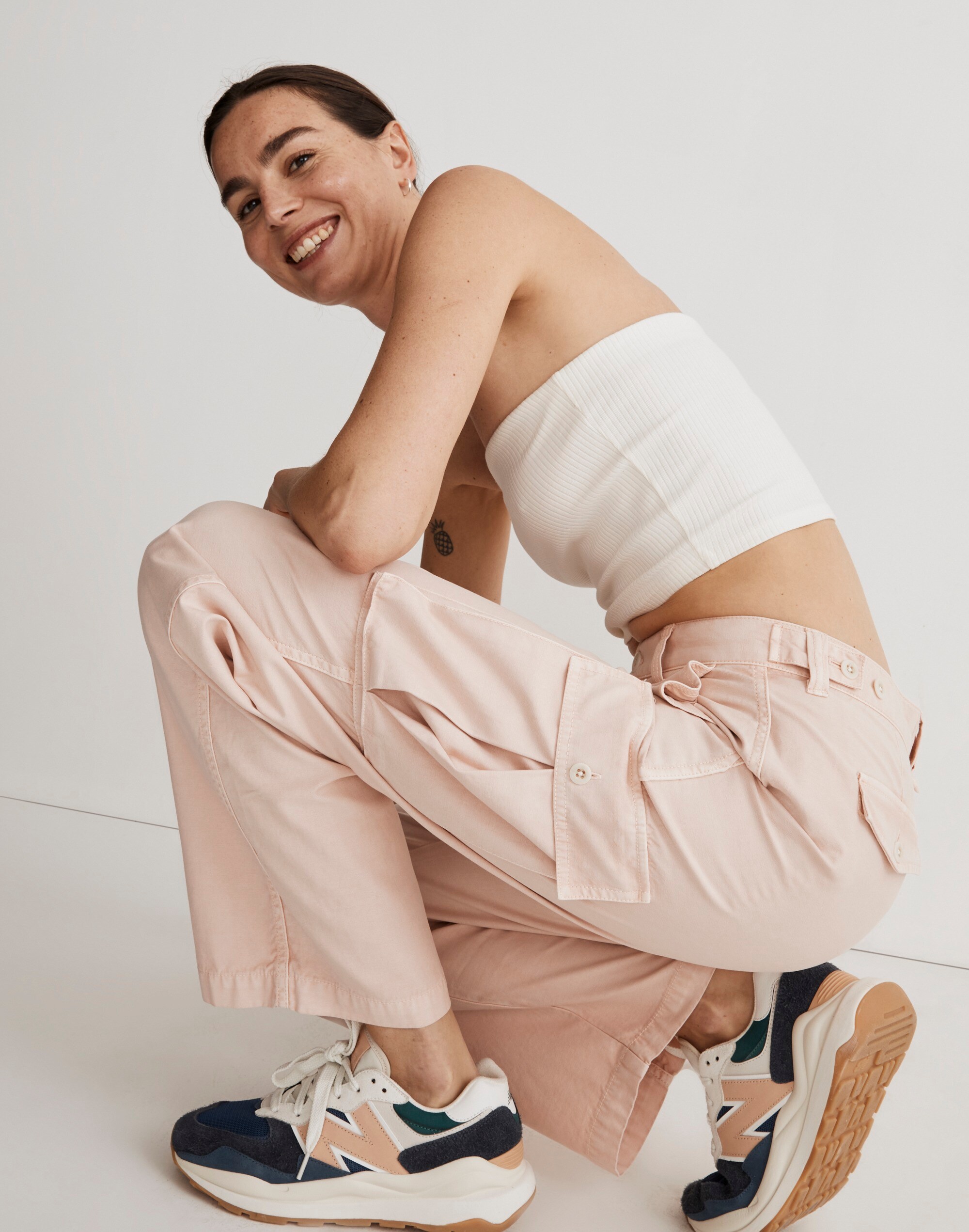 Garment-Dyed Low-Slung Straight Cargo Pants