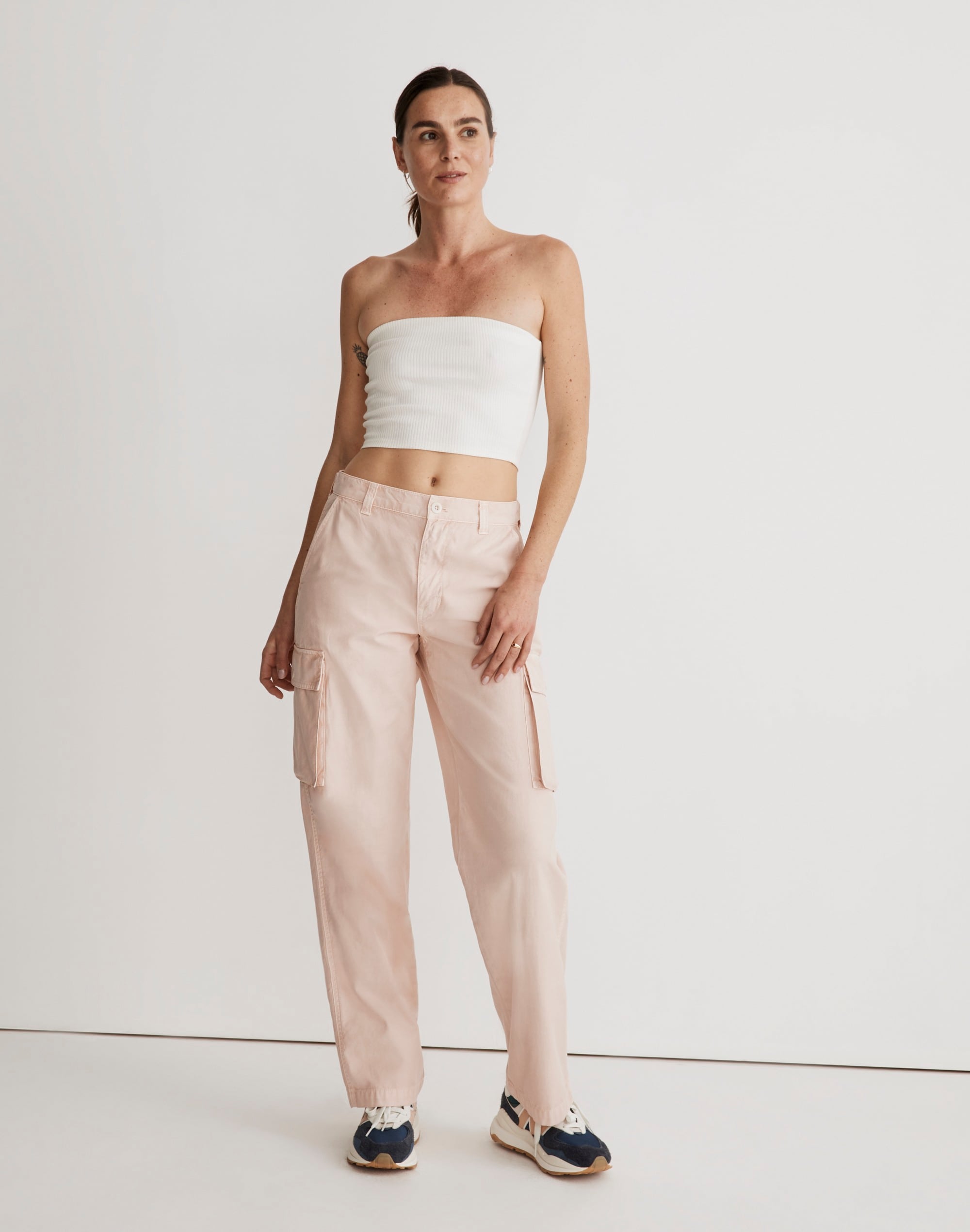 Garment-Dyed Low-Slung Straight Cargo Pants