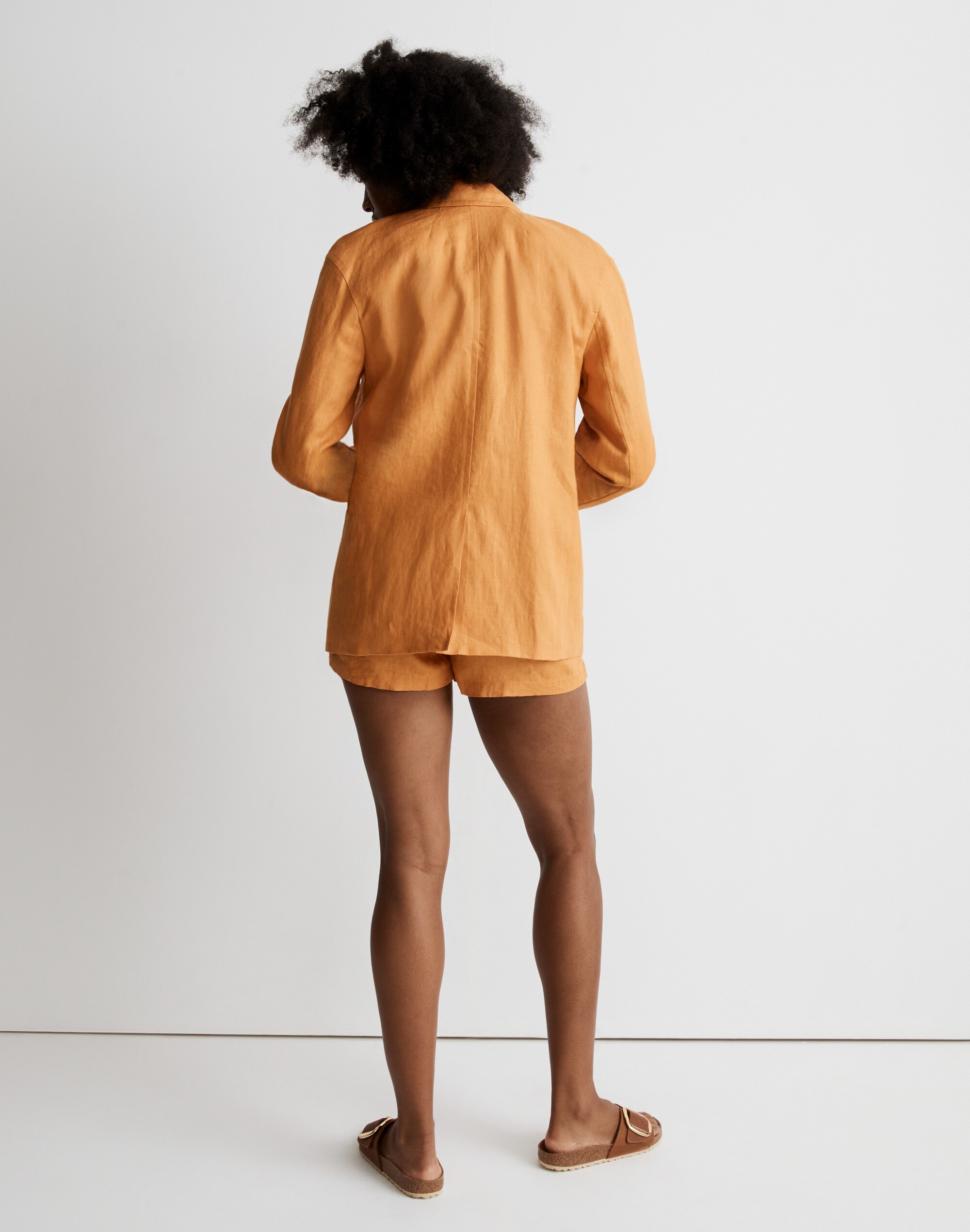 Double-Breasted Crossover Blazer in 100% Linen