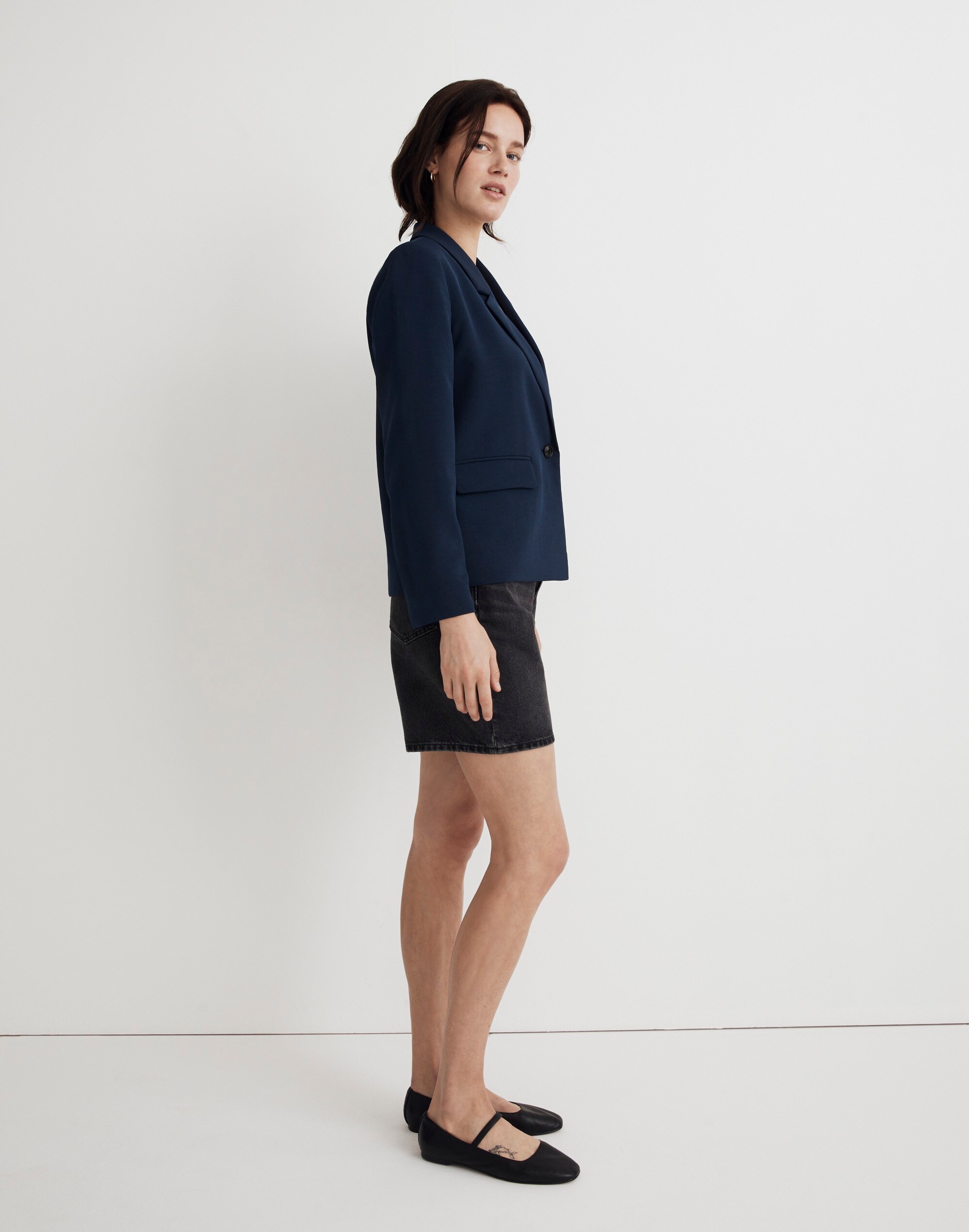 The Dorset Crop Blazer in Easygoing Crepe