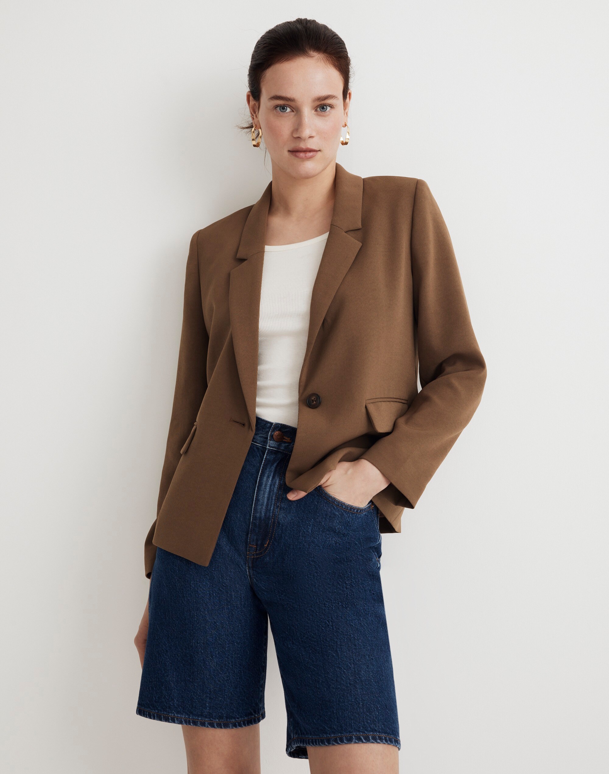 The Dorset Crop Blazer in Easygoing Crepe