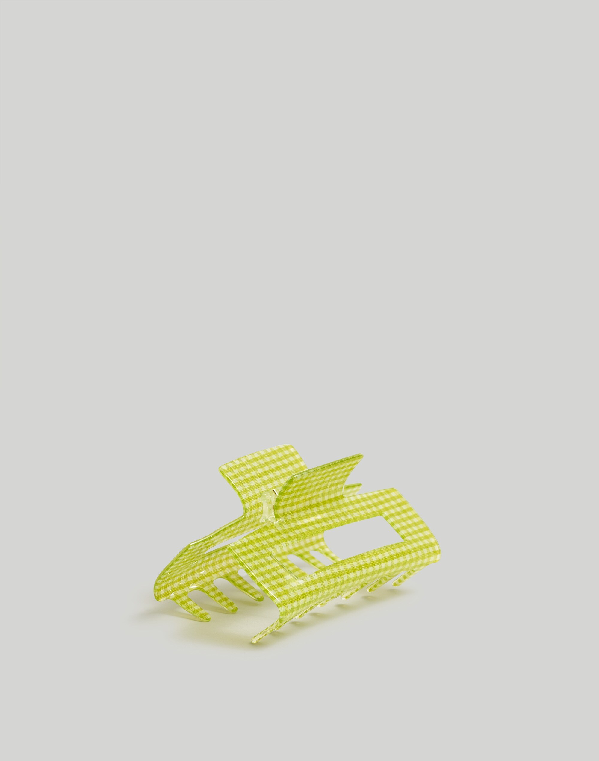 Mw Gingham Claw Hair Clip In Green