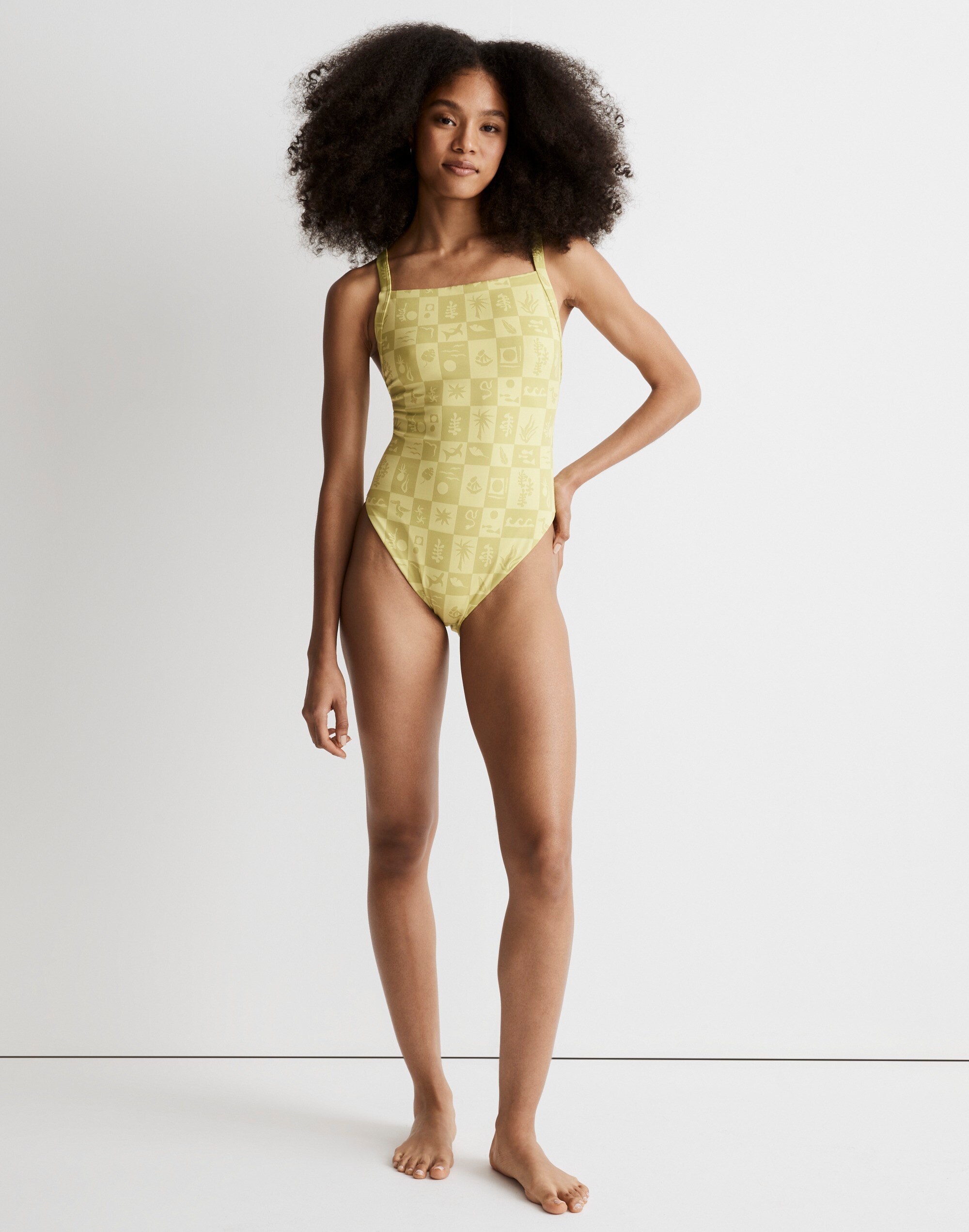 Square-Neck One-Piece Swimsuit
