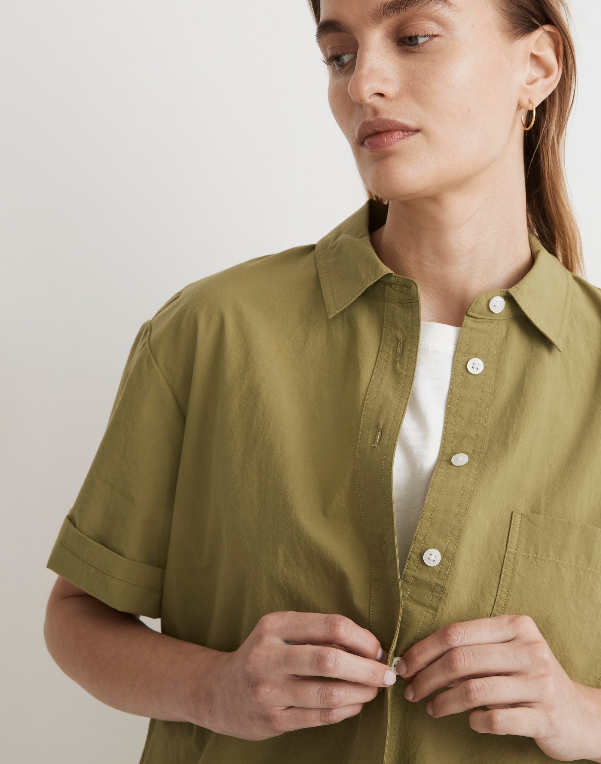 Signature Poplin Short-Sleeve Button-Down Shirt