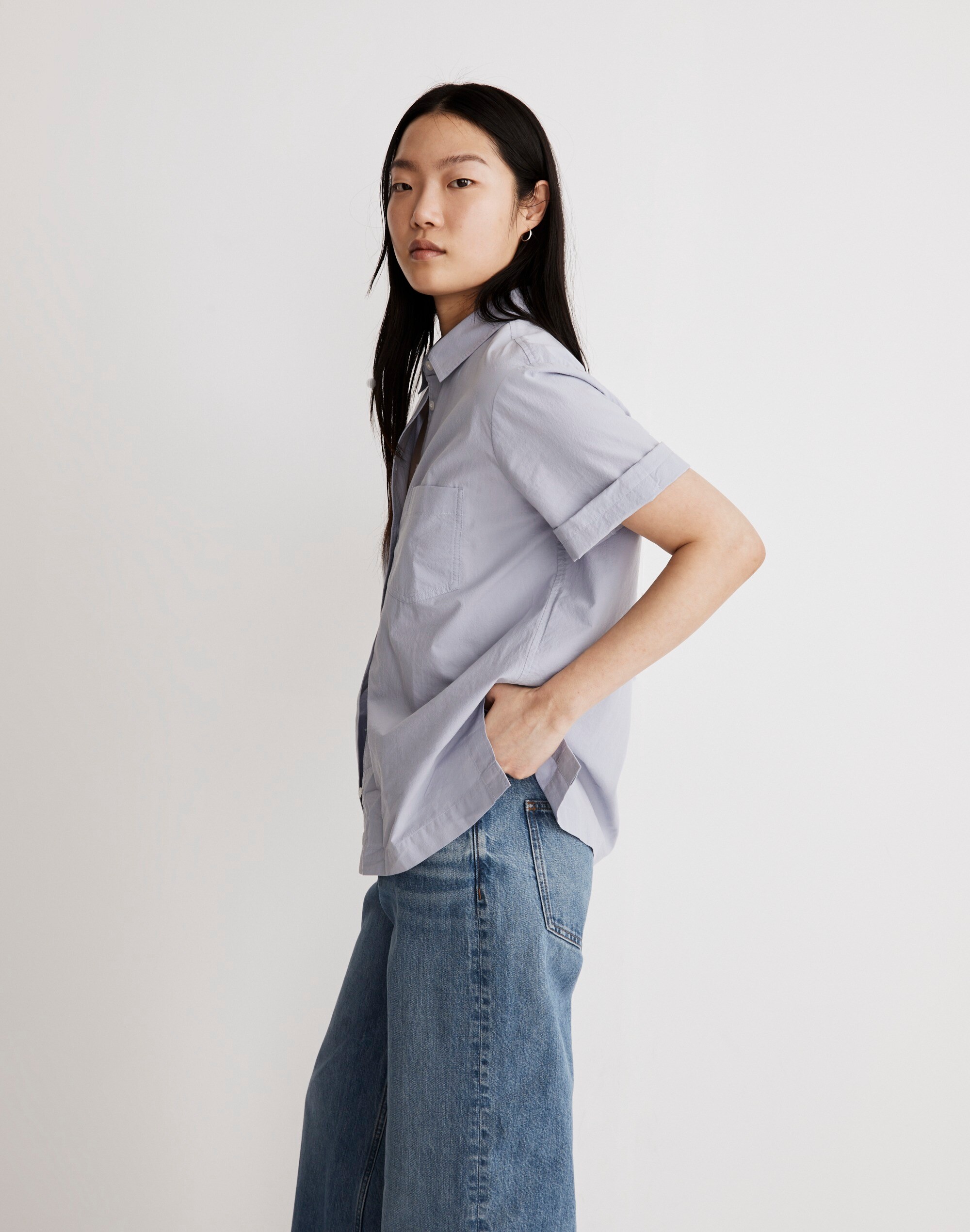 Signature Poplin Short-Sleeve Button-Down Shirt