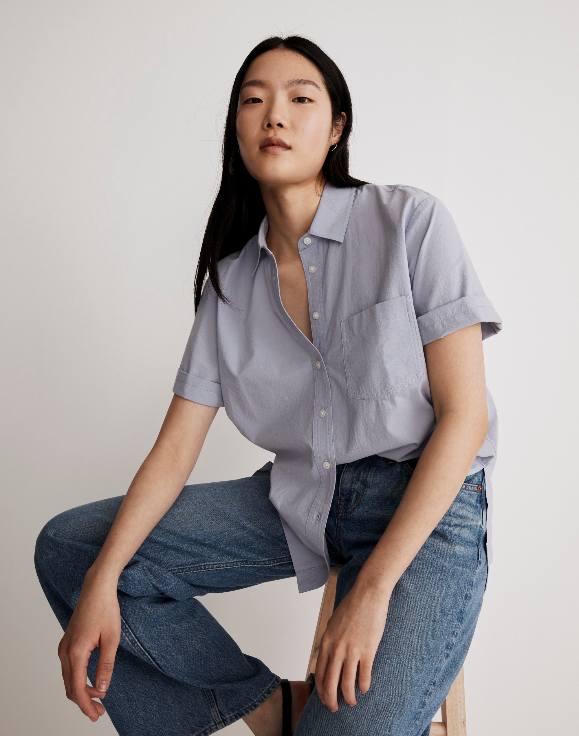 Signature Poplin Short-Sleeve Button-Down Shirt